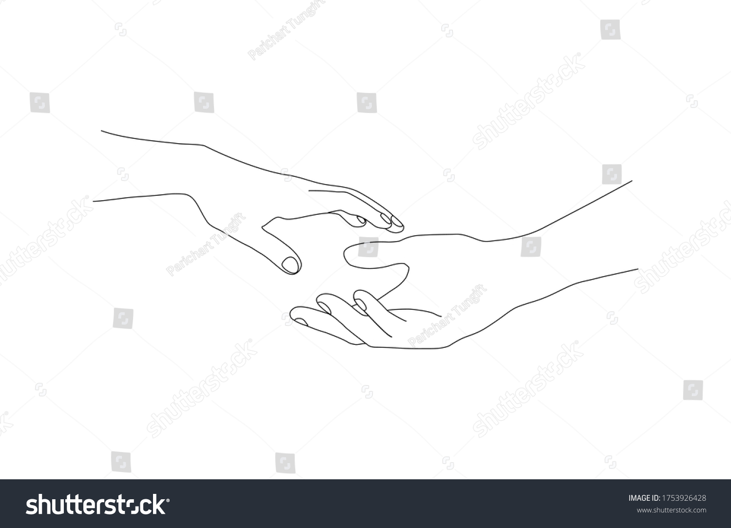 Black Outline Woman Man Holding Hand Stock Vector (Royalty Free ...