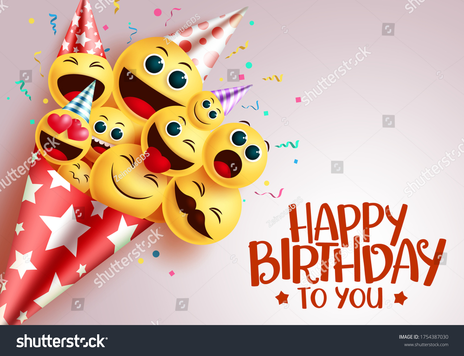 Birthday Smiley Bouquet Vector Design Happy Stock Vector (Royalty Free ...