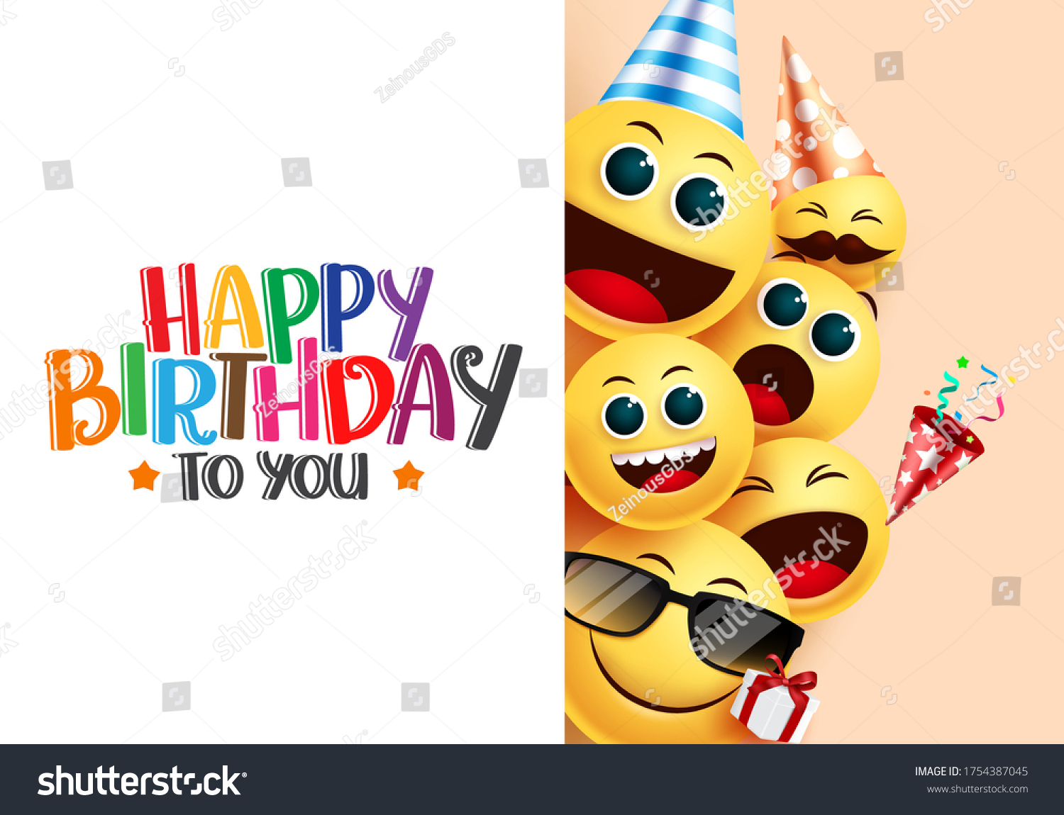 Birthday Emoji Smiley Vector Background Template Stock Vector (Royalty ...