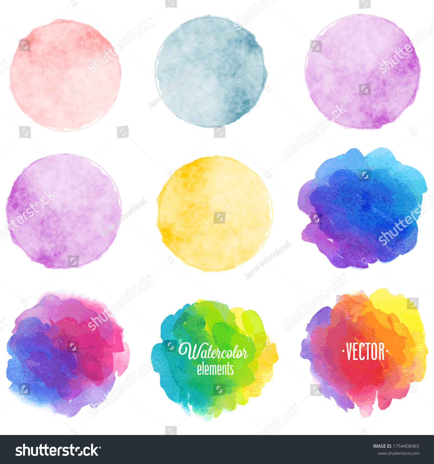 Watercolor Background Set Hand Drawn Illustration Stock Vector (Royalty ...