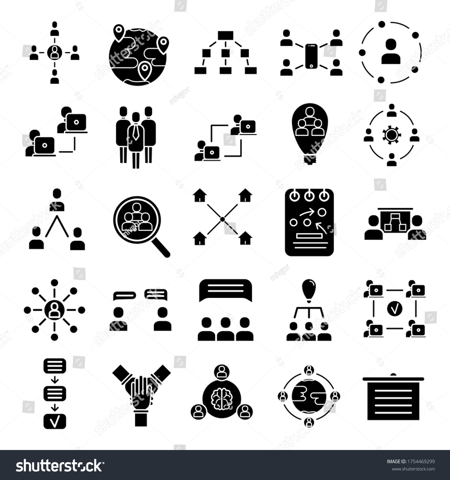 Team Work Black Icon Set On Stock Vector (Royalty Free) 1754469299 ...