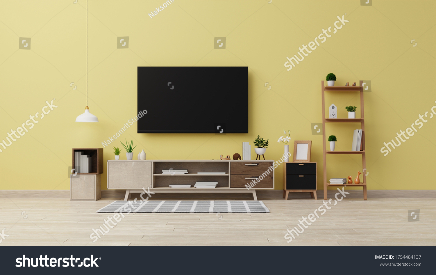 Interior Mock Living Room Cabinet Tv Stock Illustration 1754484137 ...