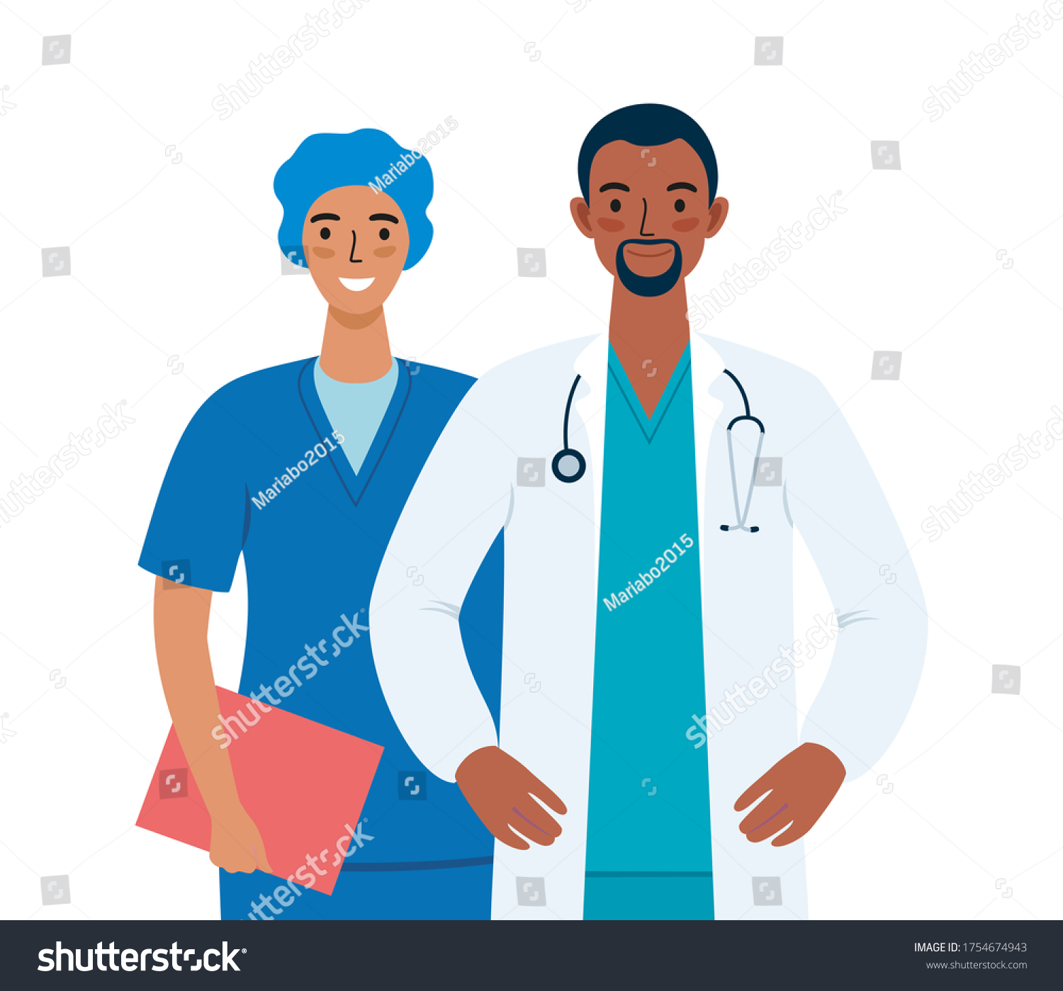 Doctors Nurses Cartoon Characters Medical Hospital Stock Illustration ...