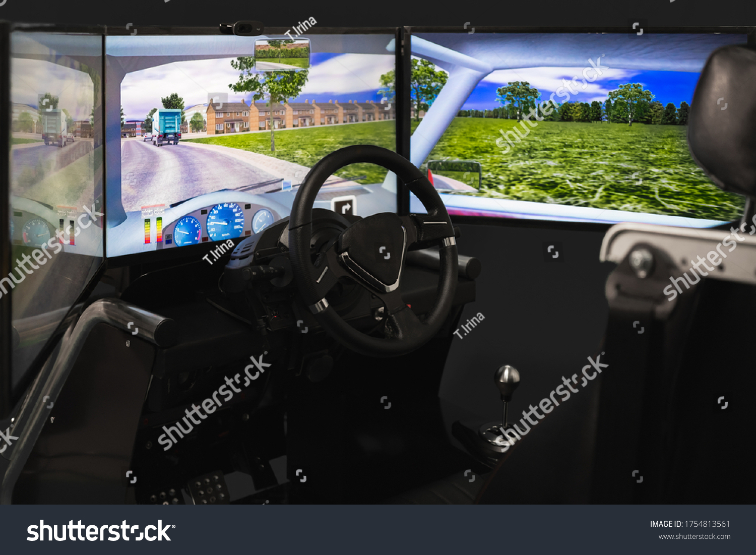 Driving Simulator Cockpit Screen Seat Steering Stock Photo 1754813561 ...