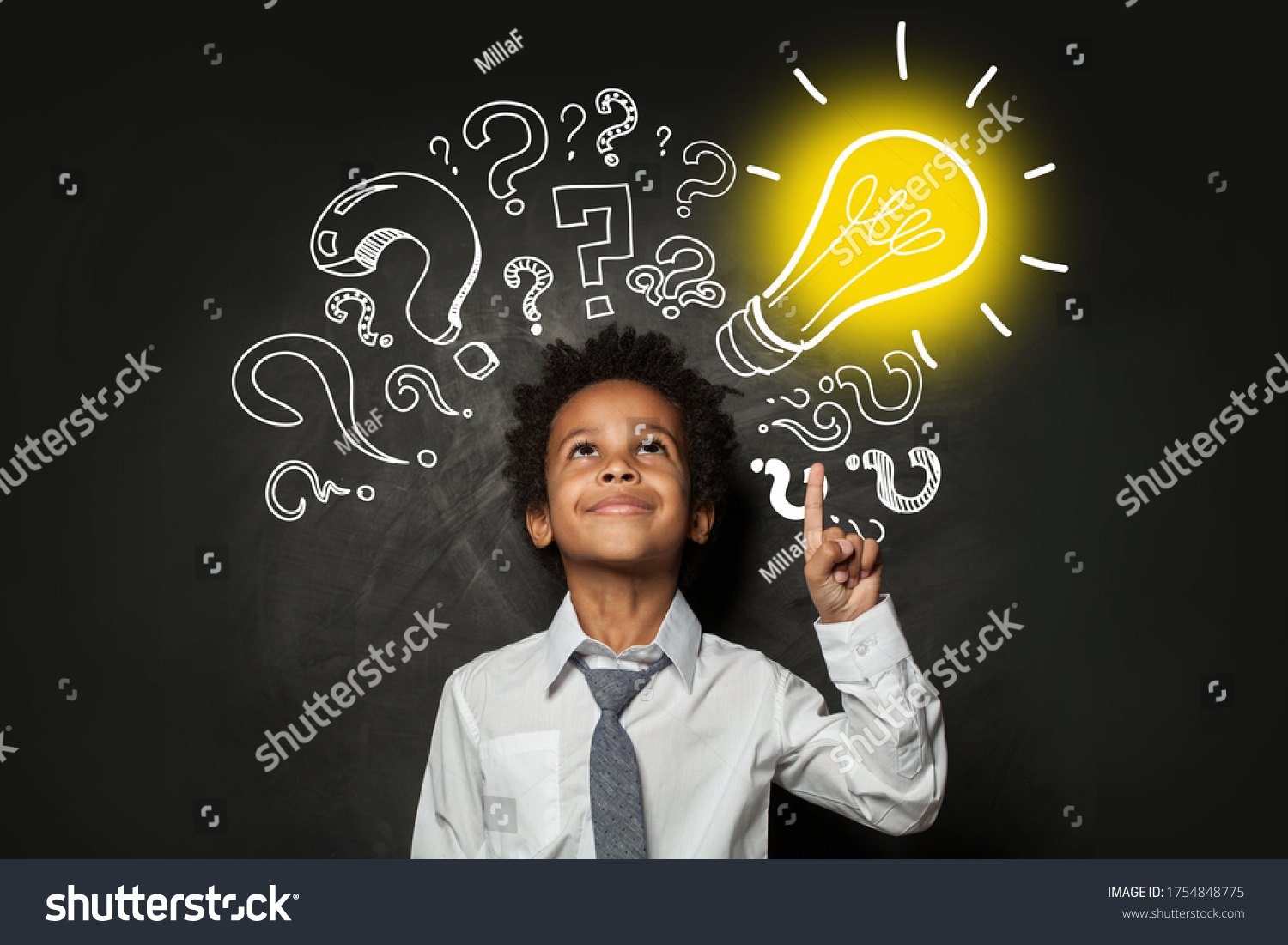 Clever Little Boy On Black Background Stock Photo 1754848775 | Shutterstock