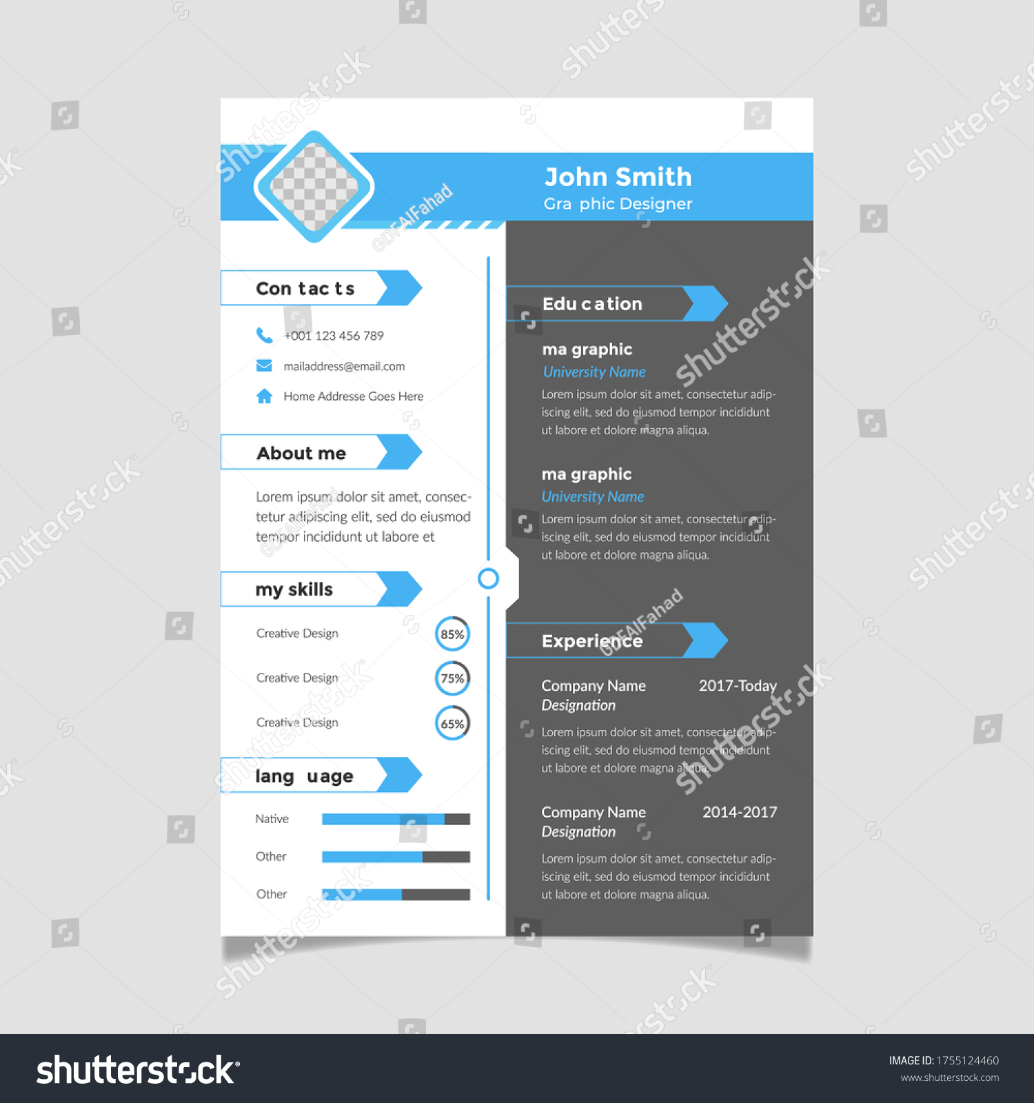 Professional Cvresume Design Minimal Cover Letter Stock Vector (Royalty ...