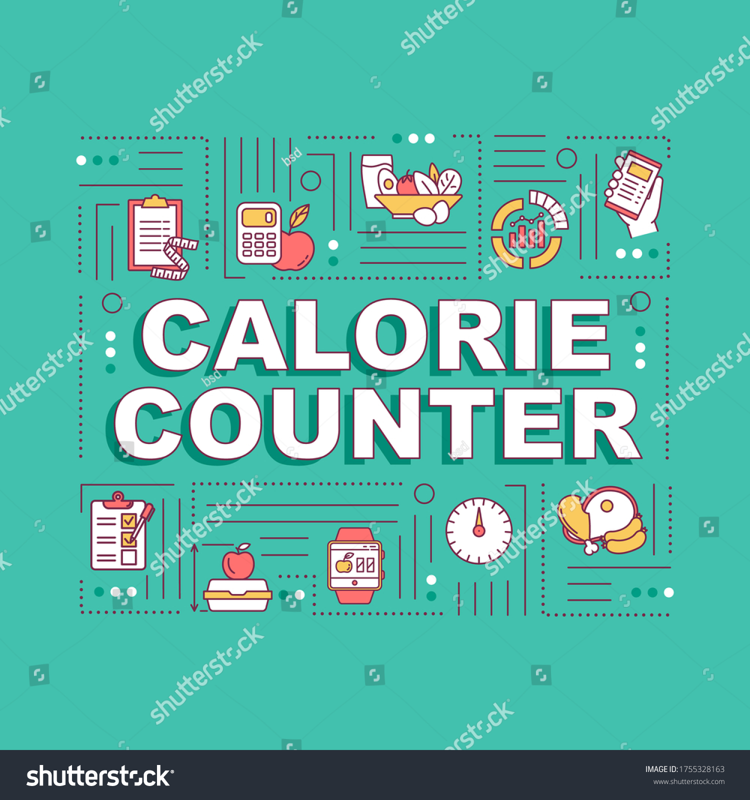 Calorie Counter Word Concepts Banner Dietary Stock Vector (Royalty Free ...