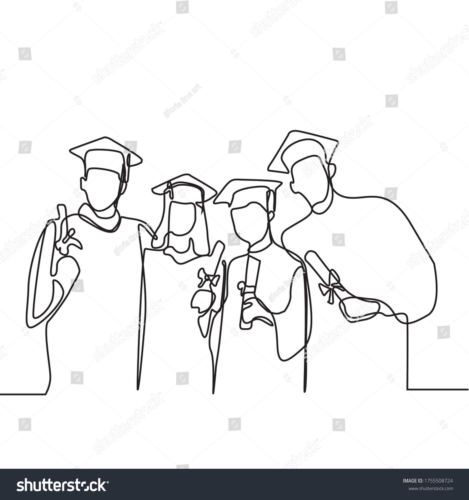 Continuous Line Drawing Celebrating Ceremony