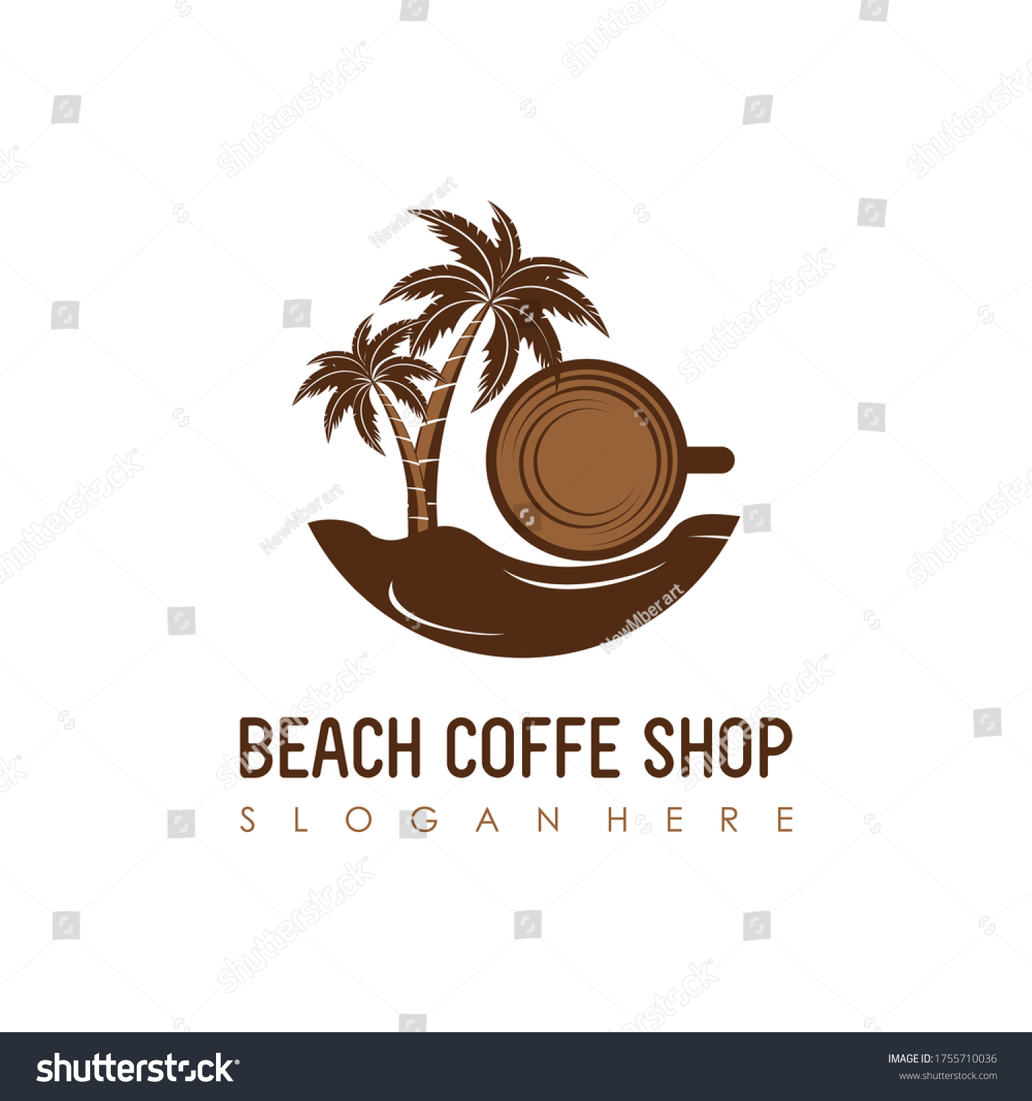 Beach Coffee Shop Logo Template Stock Vector (Royalty Free) 1755710036 ...