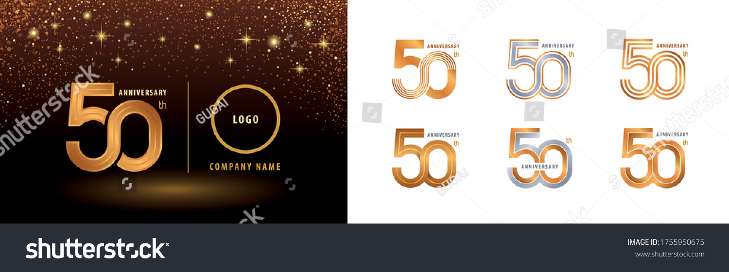 Set 50th Anniversary Logotype Design Fifty Stock Vector (royalty Free 