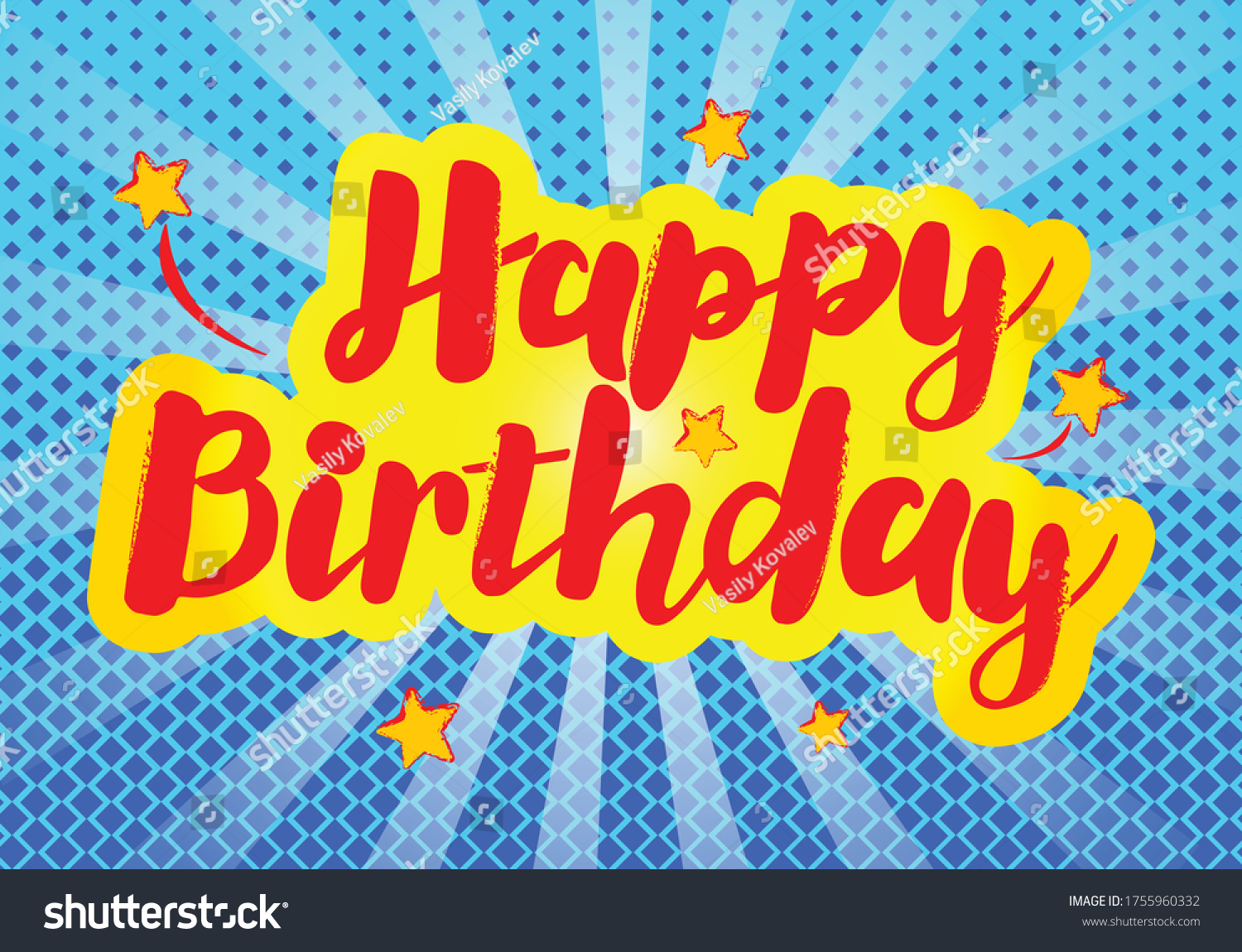 Happy Birthday Lettering Over Superhero Background Stock Vector ...