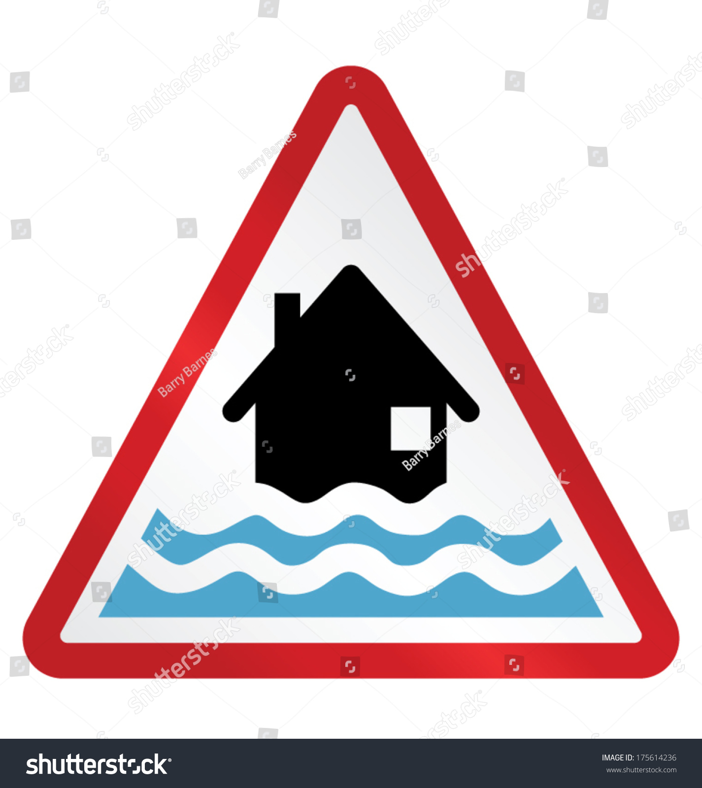 Red Alert Flood Warning Sign Isolated Stock Vector (Royalty Free ...