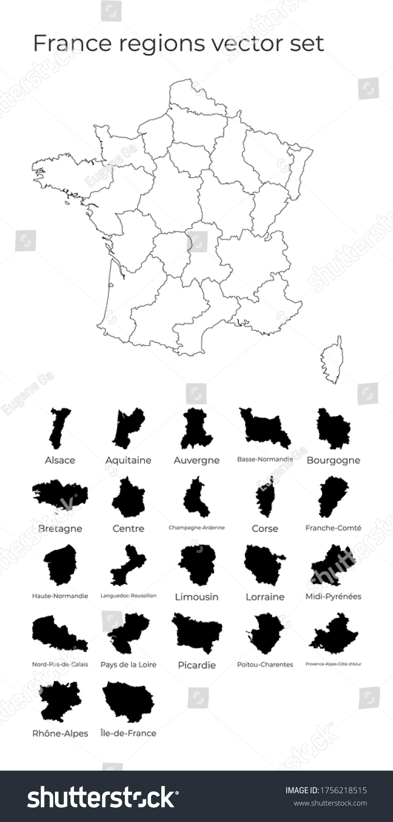 France Map Shapes Regions Blank Vector Stock Vector (Royalty Free ...