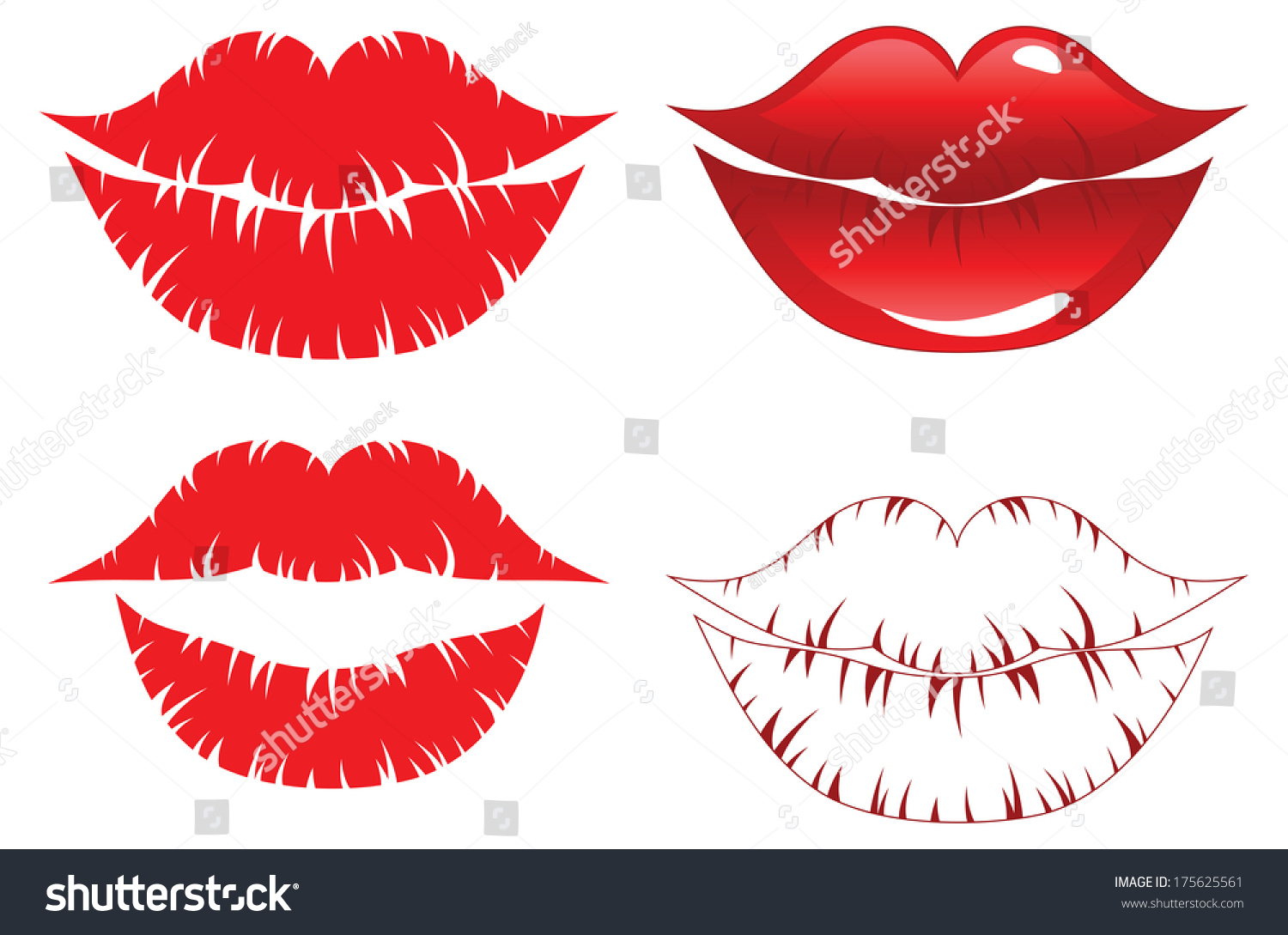 Womans Red Lips Lipstick Marks Red Stock Vector Royalty Free 175625561 Shutterstock 7464