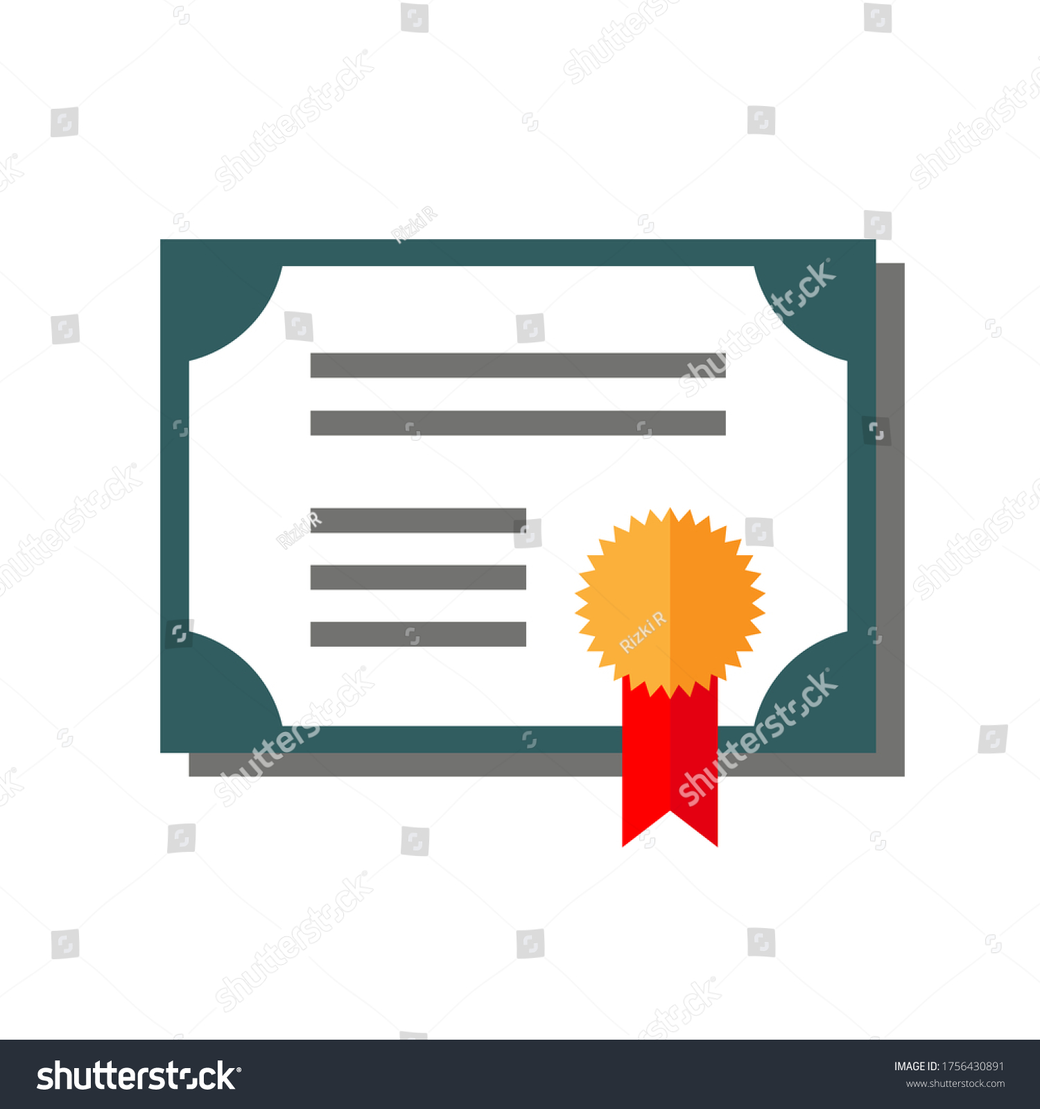 Award Certificate Flat Icon Vector Illustration Stock Vector (Royalty ...