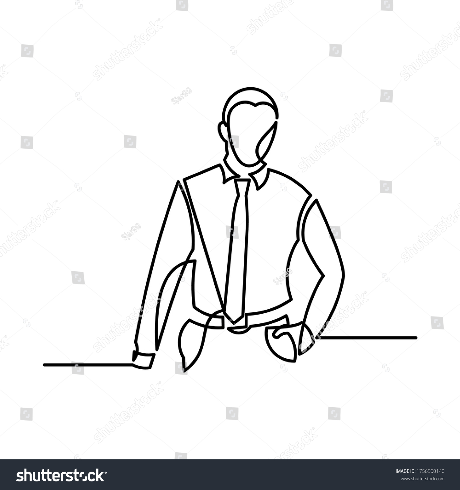 Working Man Continuous Line Drawing Stock Vector (Royalty Free ...