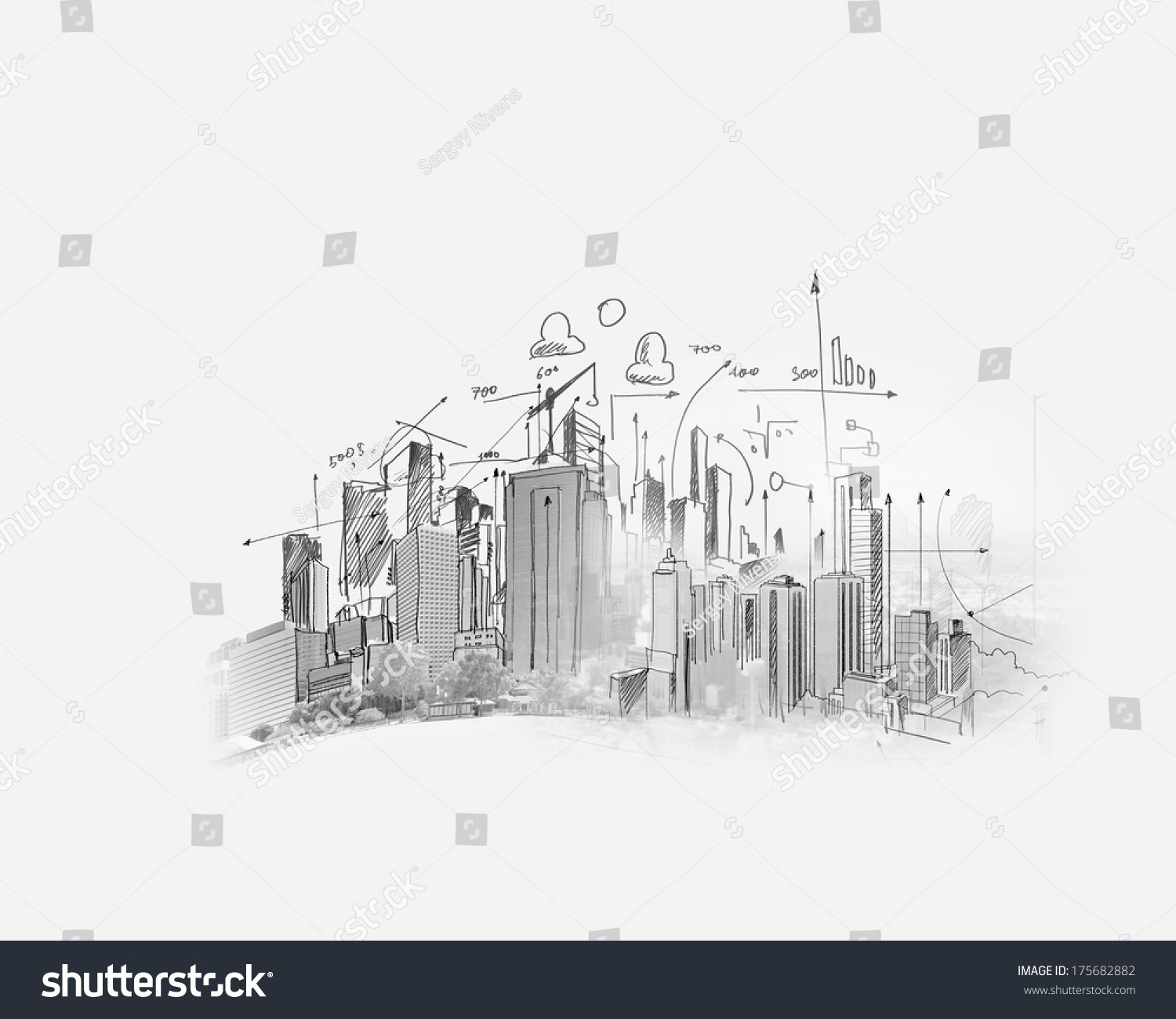 Background Image Model Sketch Modern City Stock Illustration 175682882 ...