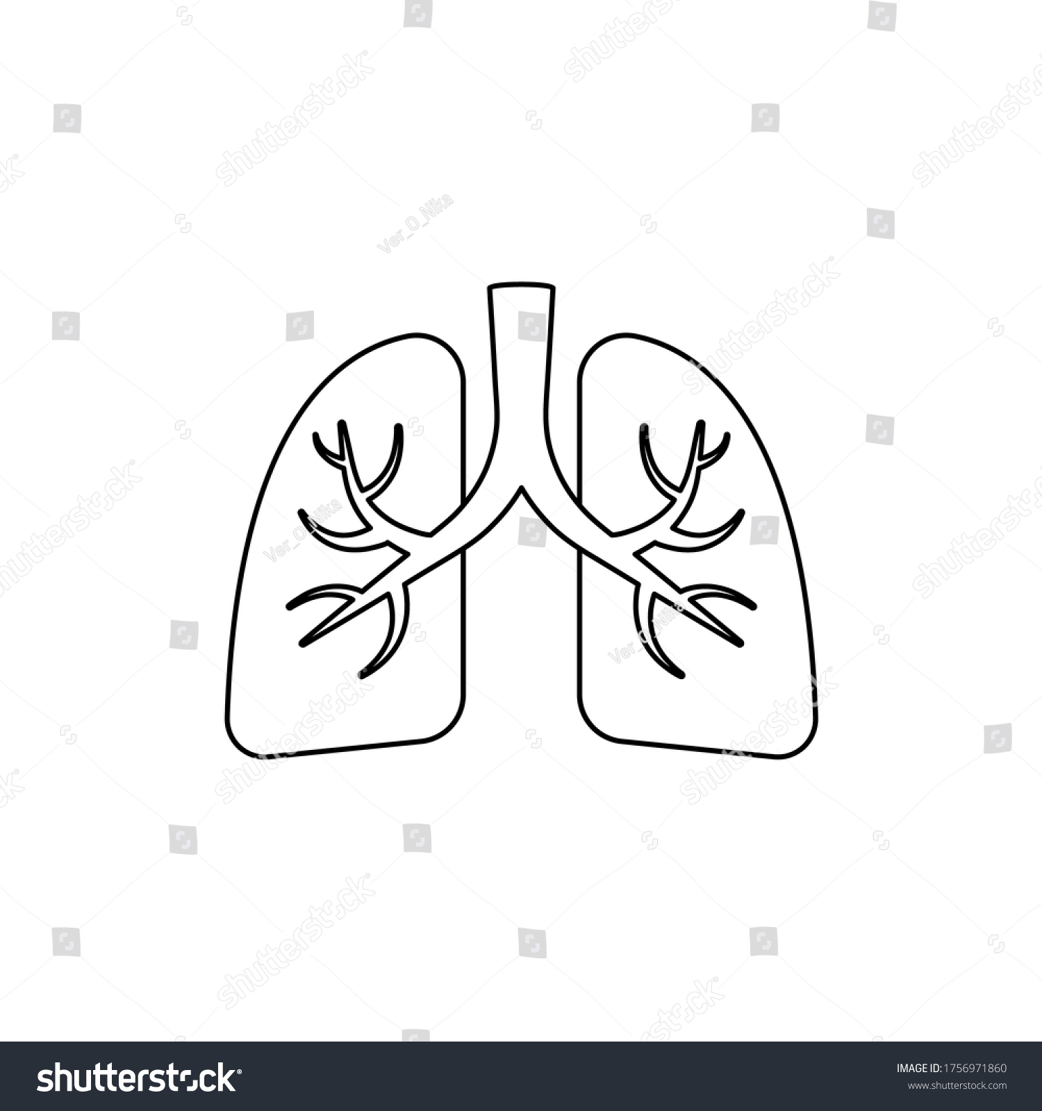 Lungs Vector Icon Black Outline Isolated Stock Vector (Royalty Free ...