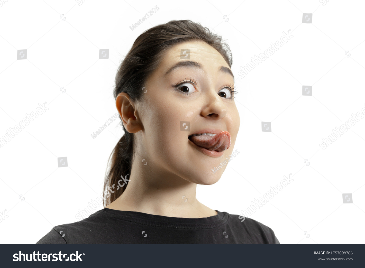 Smiling Girl Opening Her Mouth Showing Stock Photo 1757098766 ...