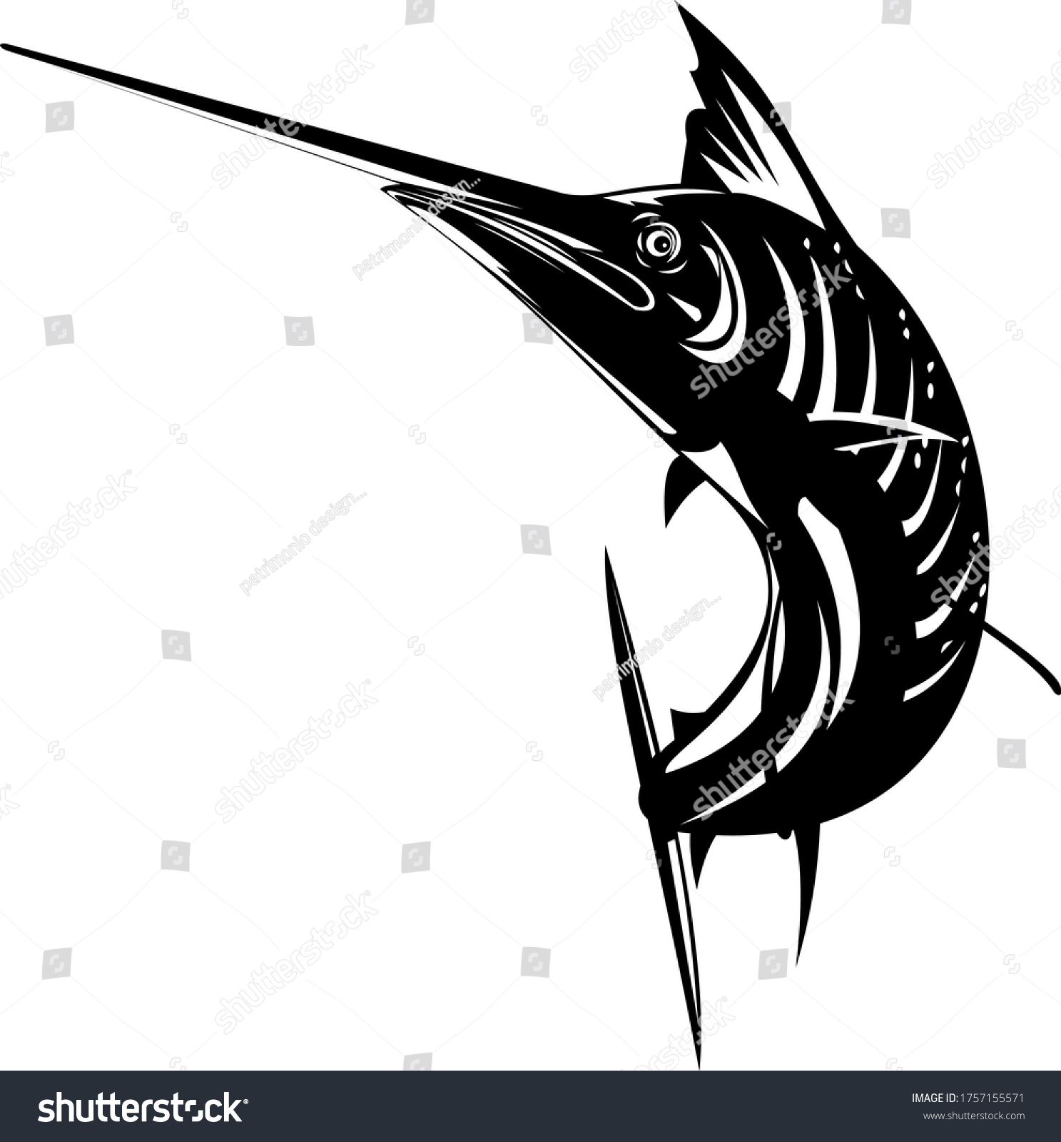 Atlantic Sailfish Jumping Woodcut Retro Black Stock Vector (Royalty ...