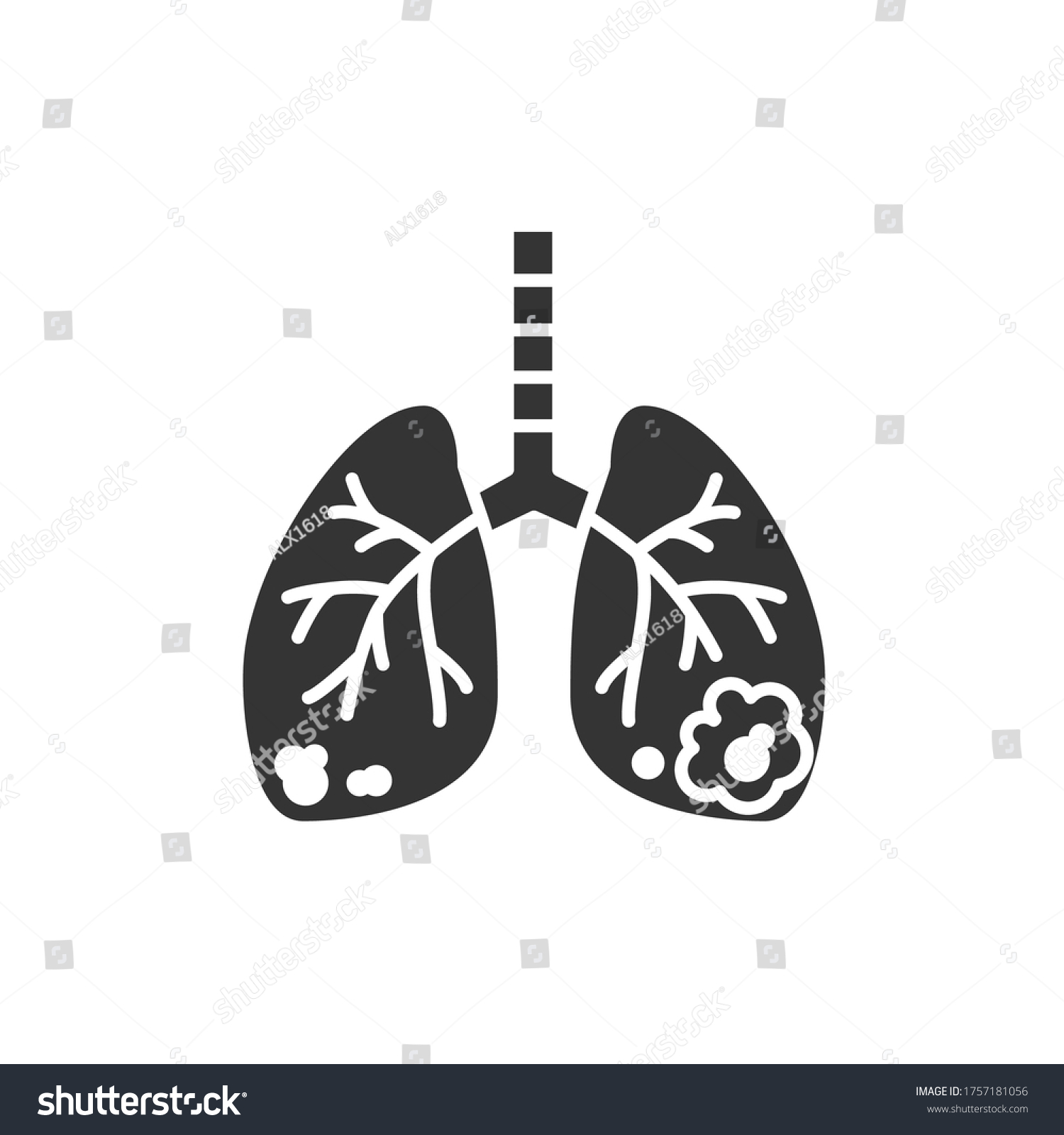 Lungs Cancer Black Glyph Icon Human Stock Vector (Royalty Free ...