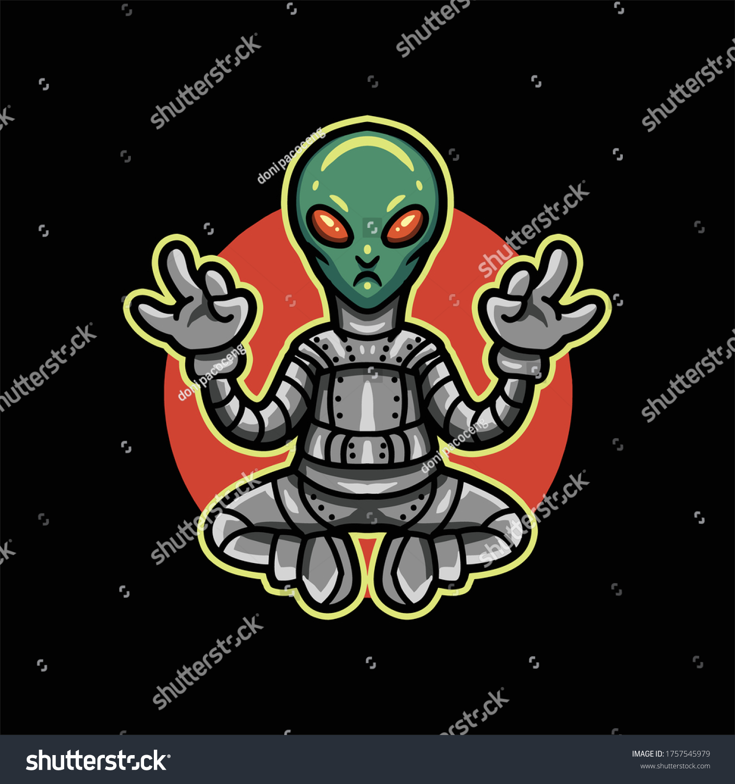 Yoga Alien Cartoon Vector Design Stock Vector (Royalty Free) 1757545979 ...