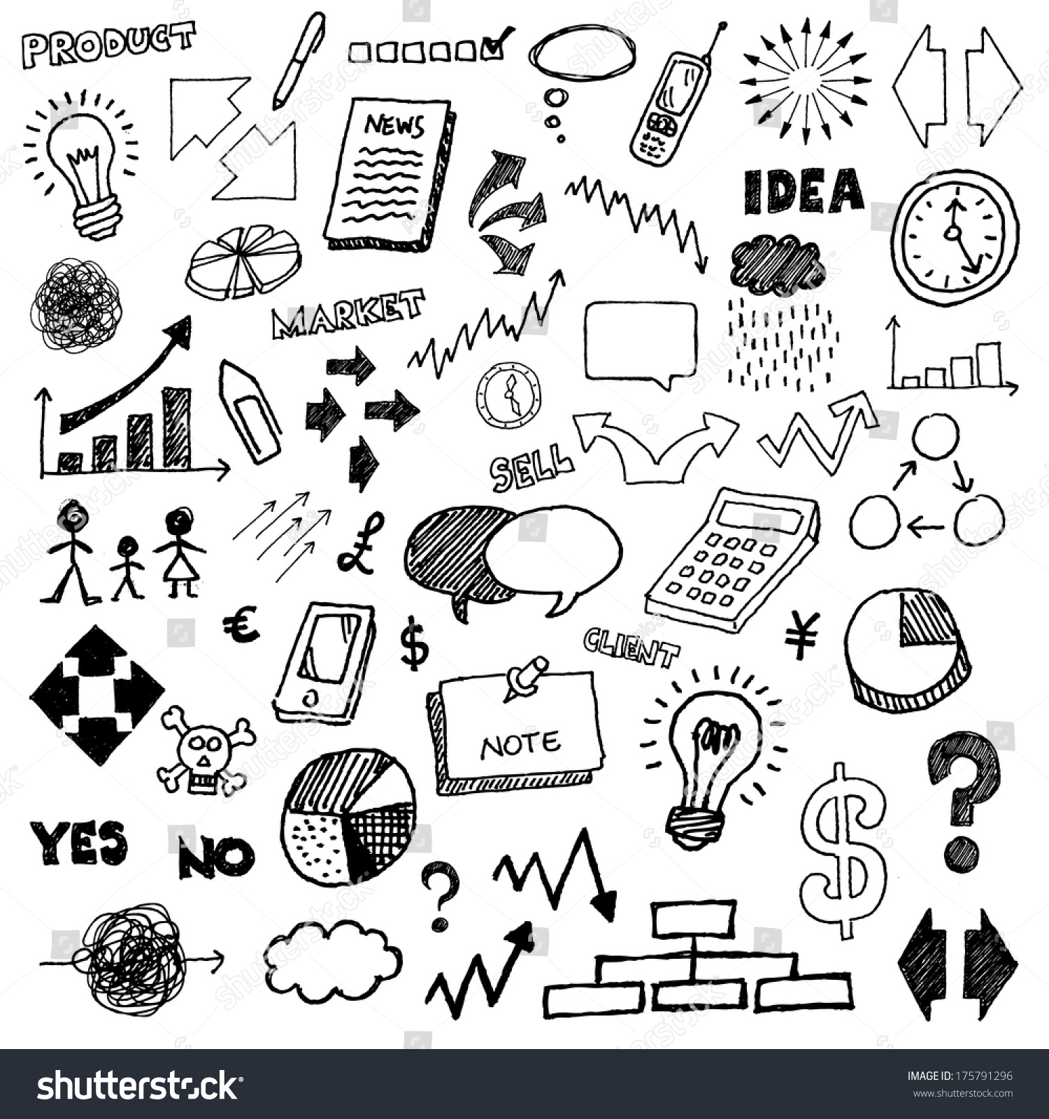 Business Hand Drawn Doodles Stock Vector (Royalty Free) 175791296 ...