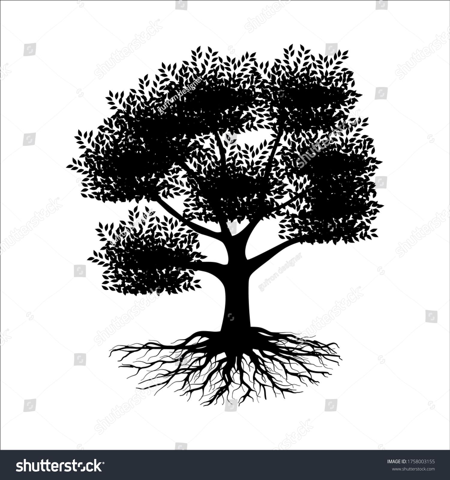 Silhouette Black Mangrove Plant White Background Stock Vector (Royalty ...