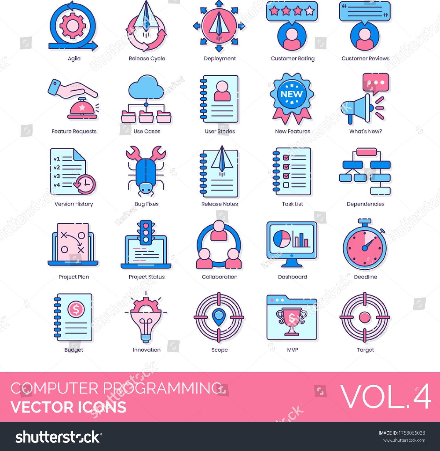 Computer Programming Icons Including Agile Cycle Stock Vector (Royalty ...