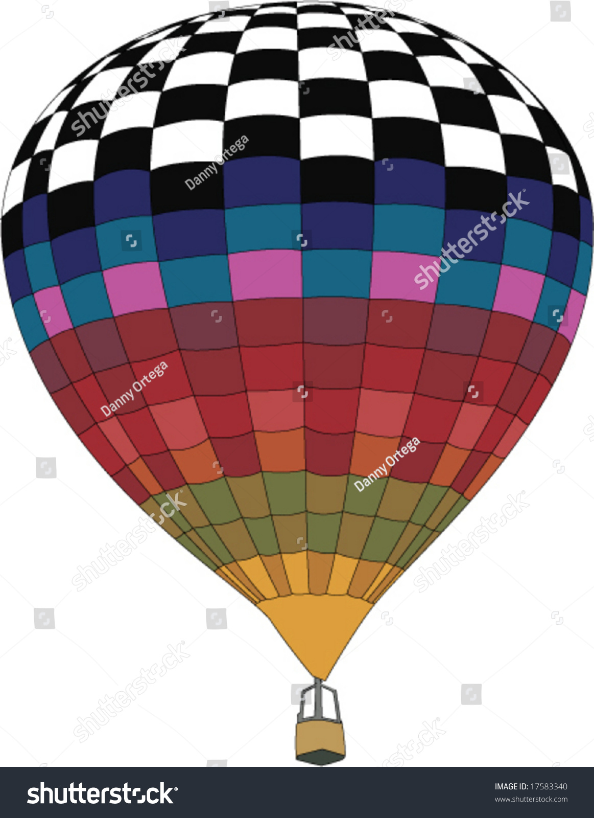 Colorful Checkered Hot Air Balloon Illustration Stock Vector (Royalty ...