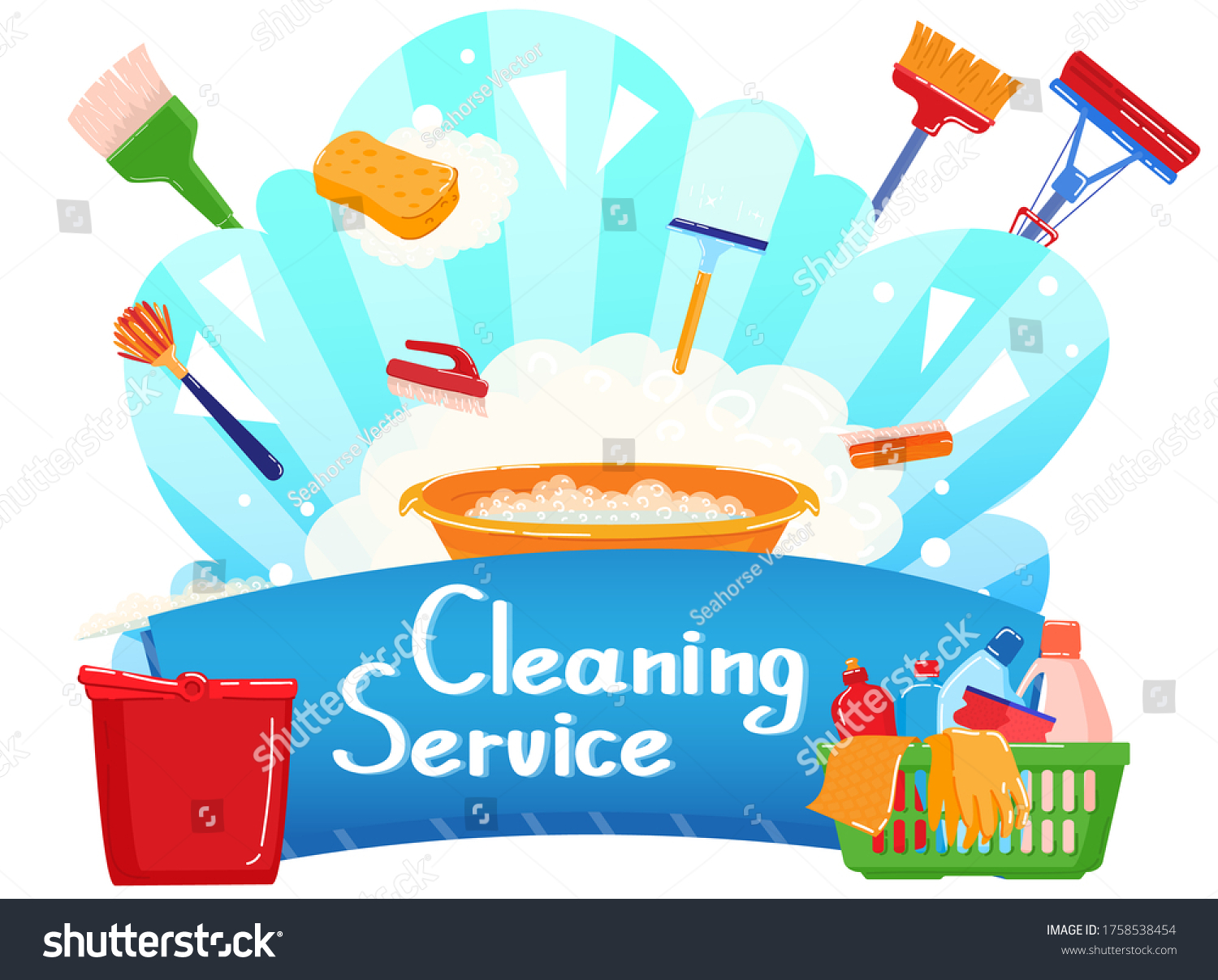 Cleaning Service Agency Vector Illustration Cartoon Stock Vector ...