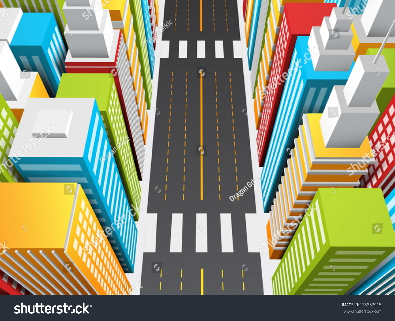 Vector Illustration Cartoon City Stock Vector (Royalty Free) 175853915 ...