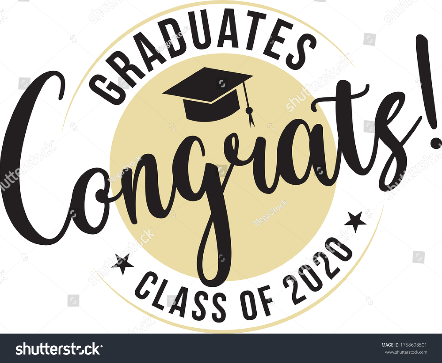 Congratulations Graduates 2020 Celebration Text Poster Stock Vector Royalty Free 1758698501 