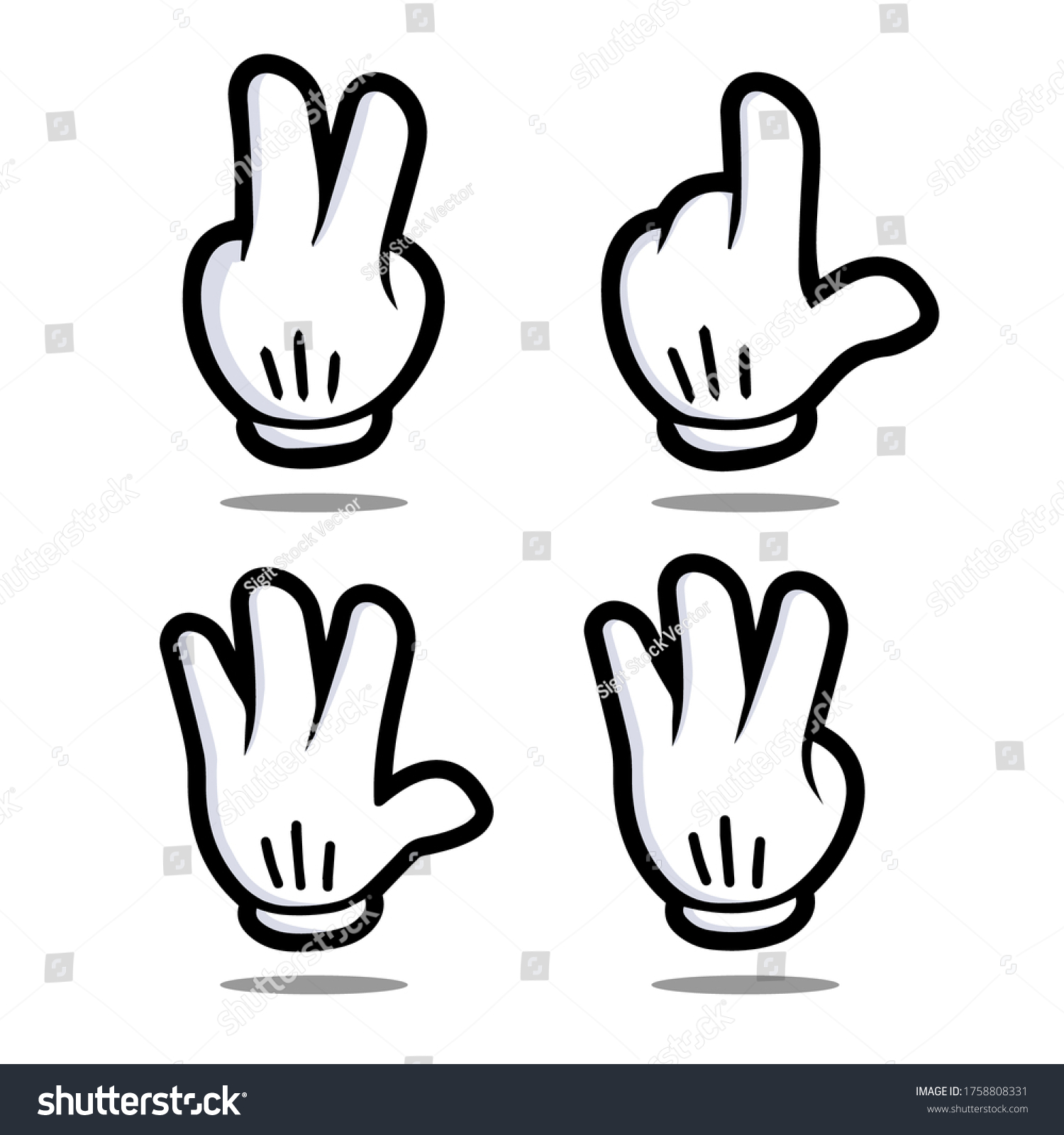 Collection Finger Pointing Mascot Chartoon Character Stock Vector ...