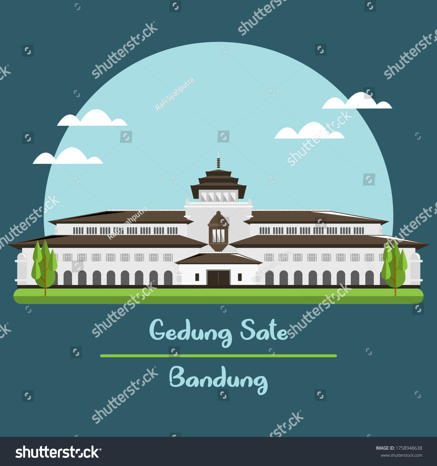 Gedung Sate Satay Tower Bandung City Stock Vector Royalty Free 1758948638 Shutterstock 5066