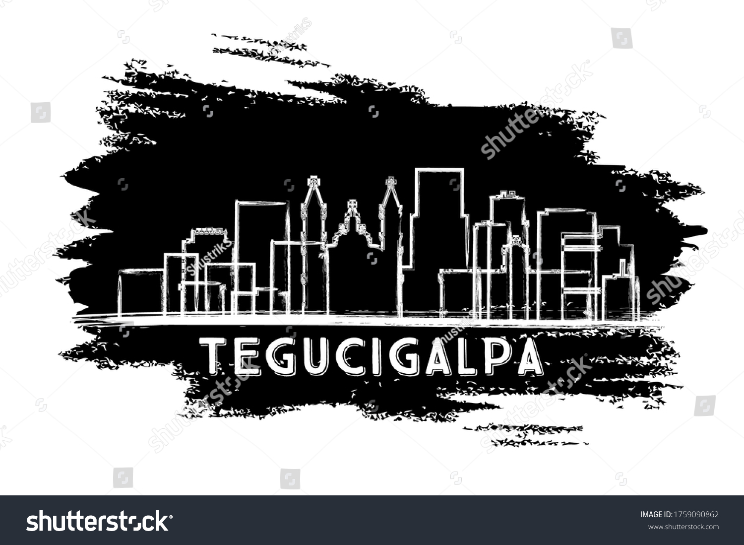 Tegucigalpa Honduras City Skyline Silhouette Hand Stock Vector (Royalty ...