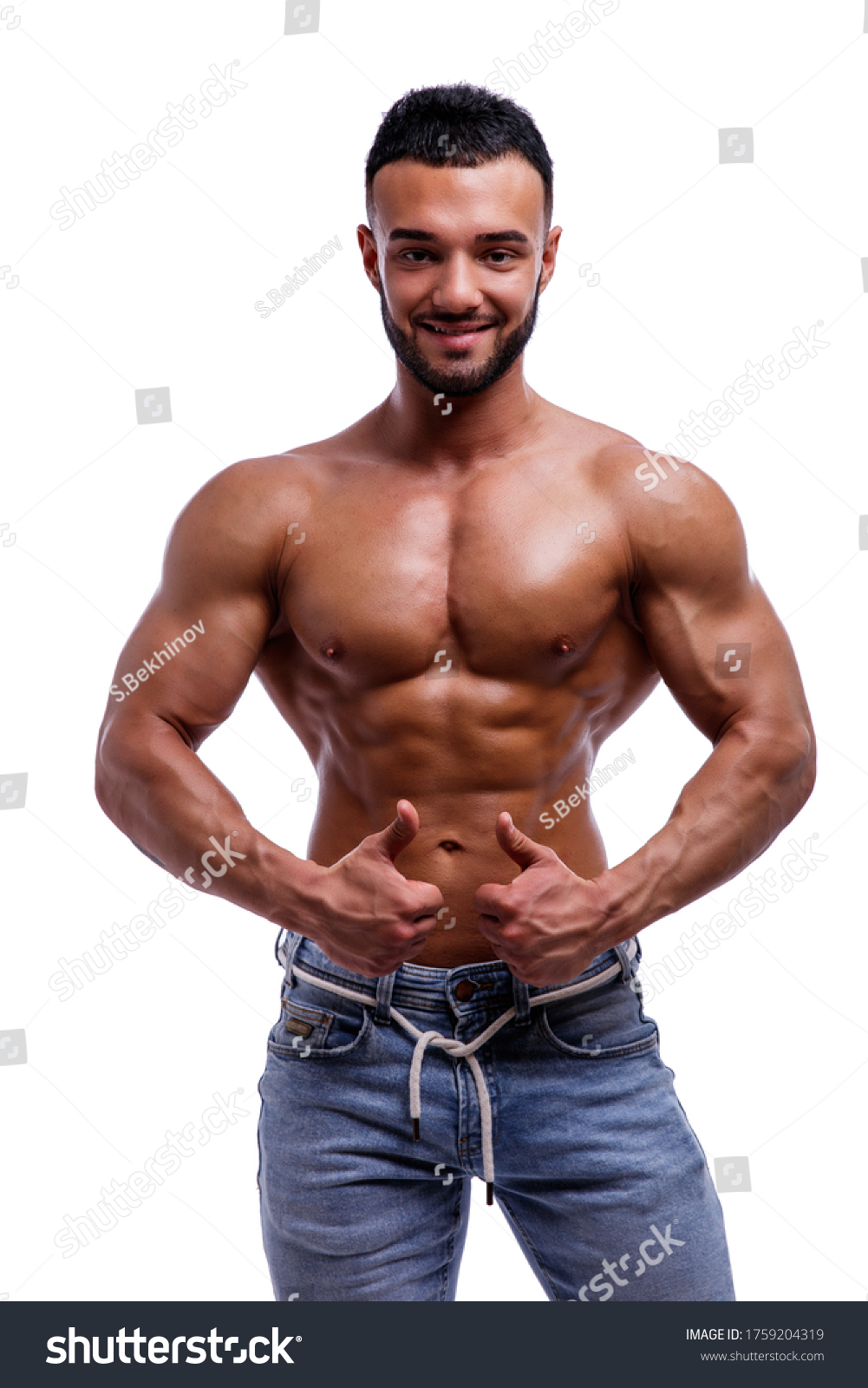 Muscular Man Without Shirt Photo Handsome Stock Photo 1759204319 ...