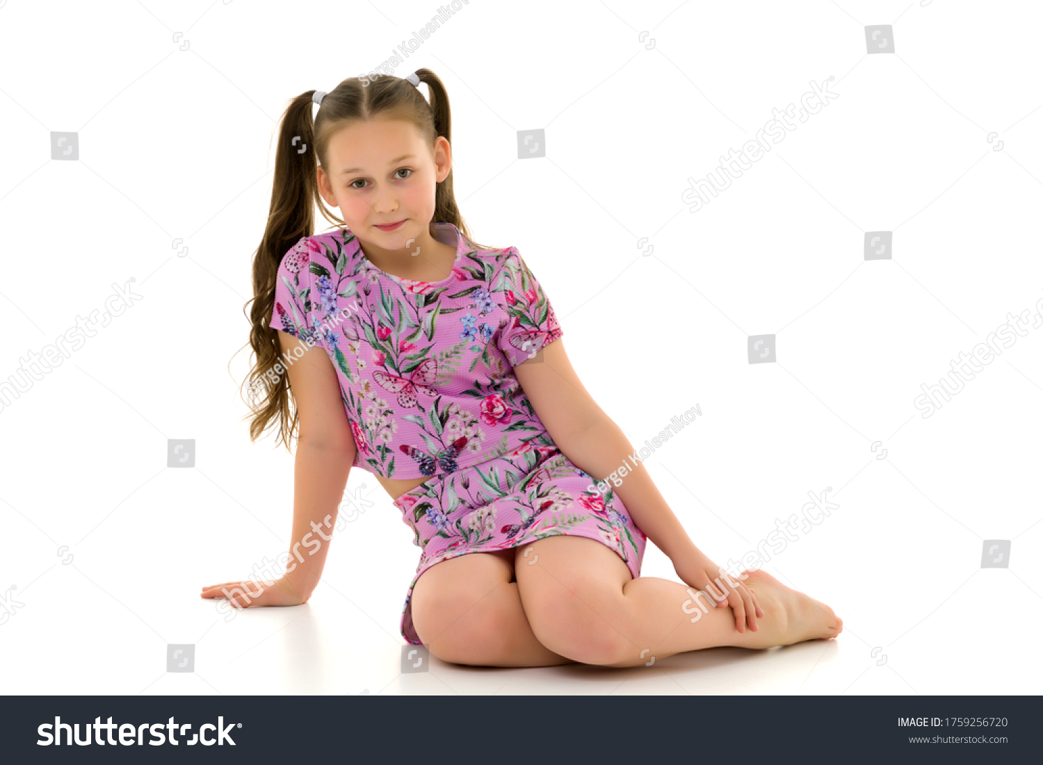 Little Girl Hugging Her Knees Sitting Stock Photo 1759256720 | Shutterstock