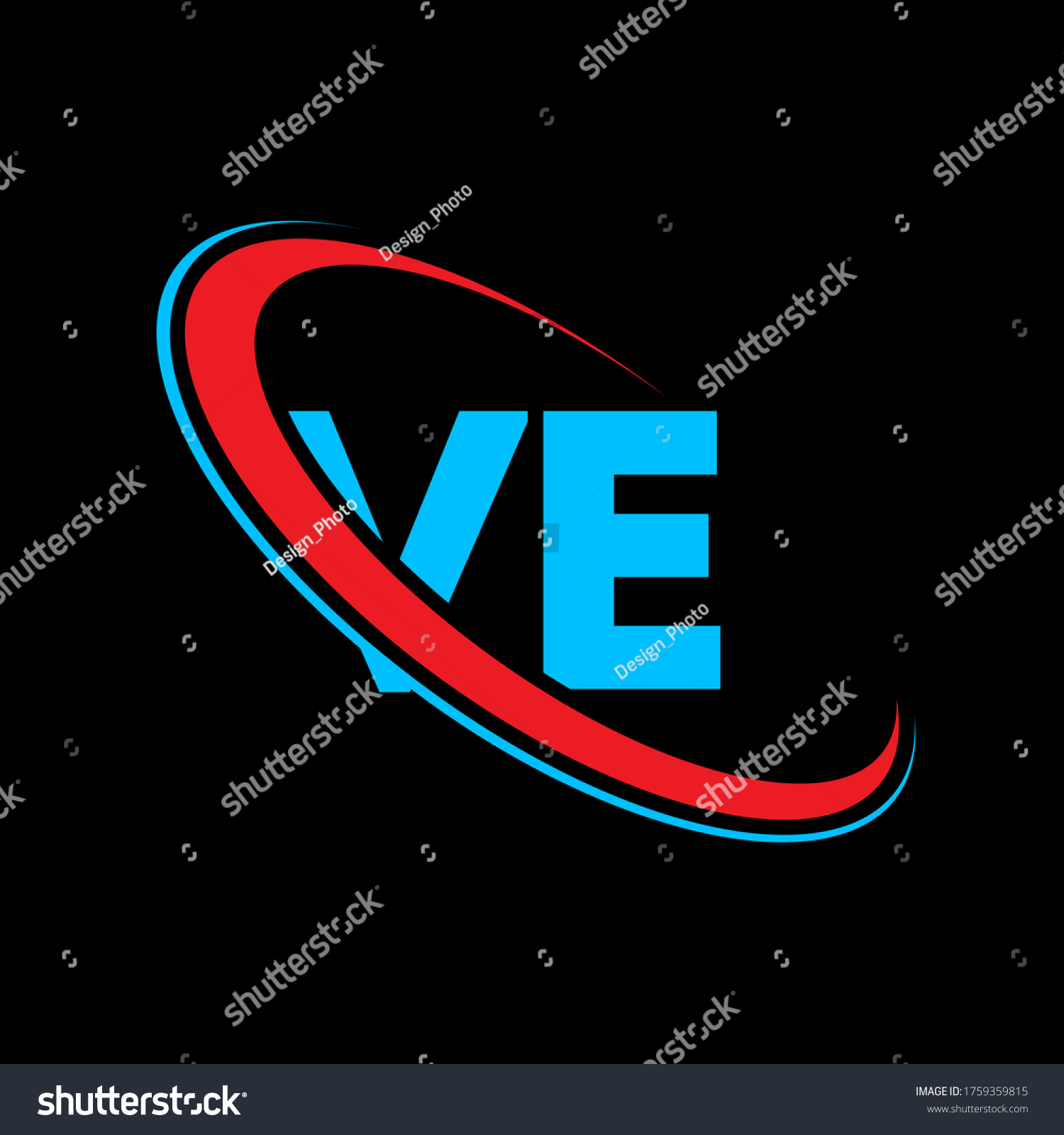 Ve V E Letter Logo Design Stock Vector (Royalty Free) 1759359815 ...