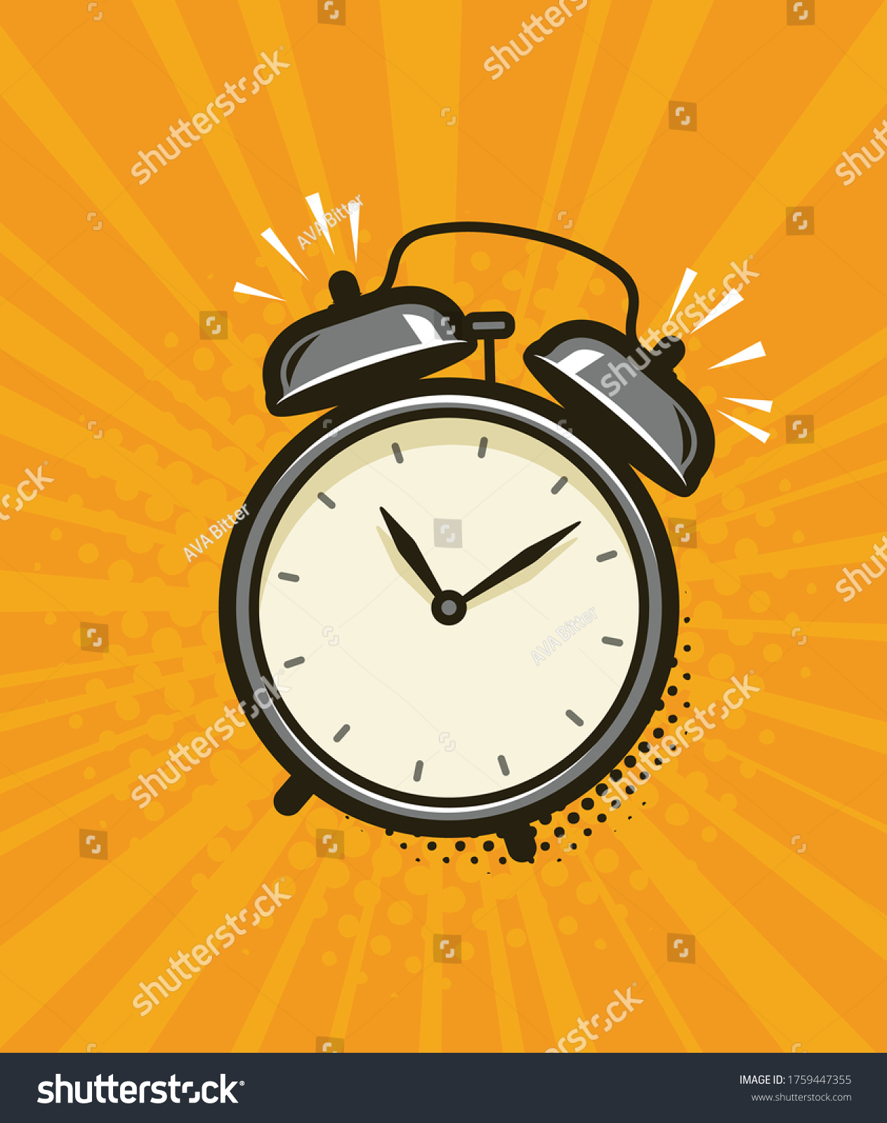 Ringing Alarm Clock Retro Comic Pop Stock Vector (Royalty Free ...