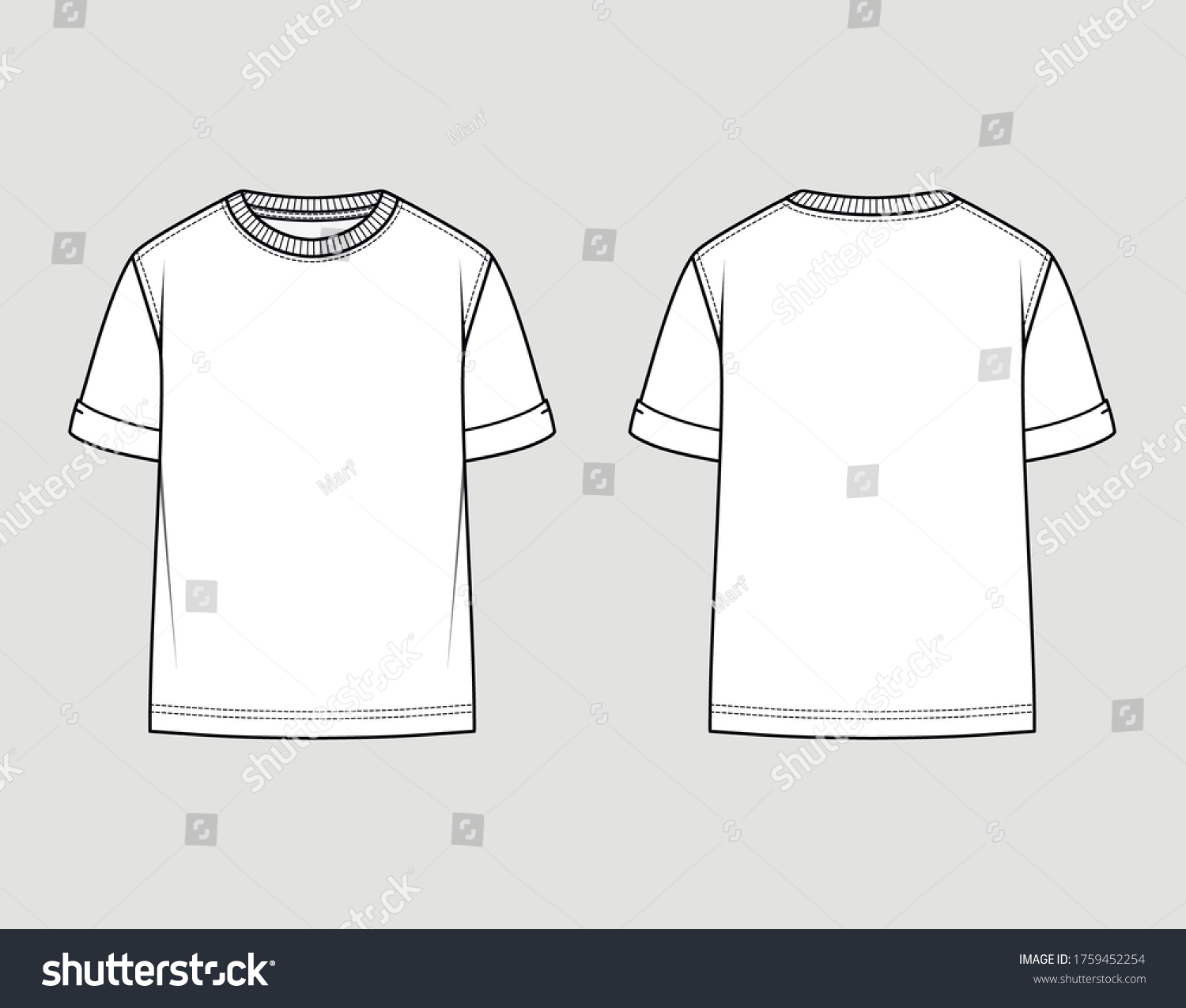 Tshirt Round Neck Oversize Fit Rolled Stock Vector (Royalty Free ...