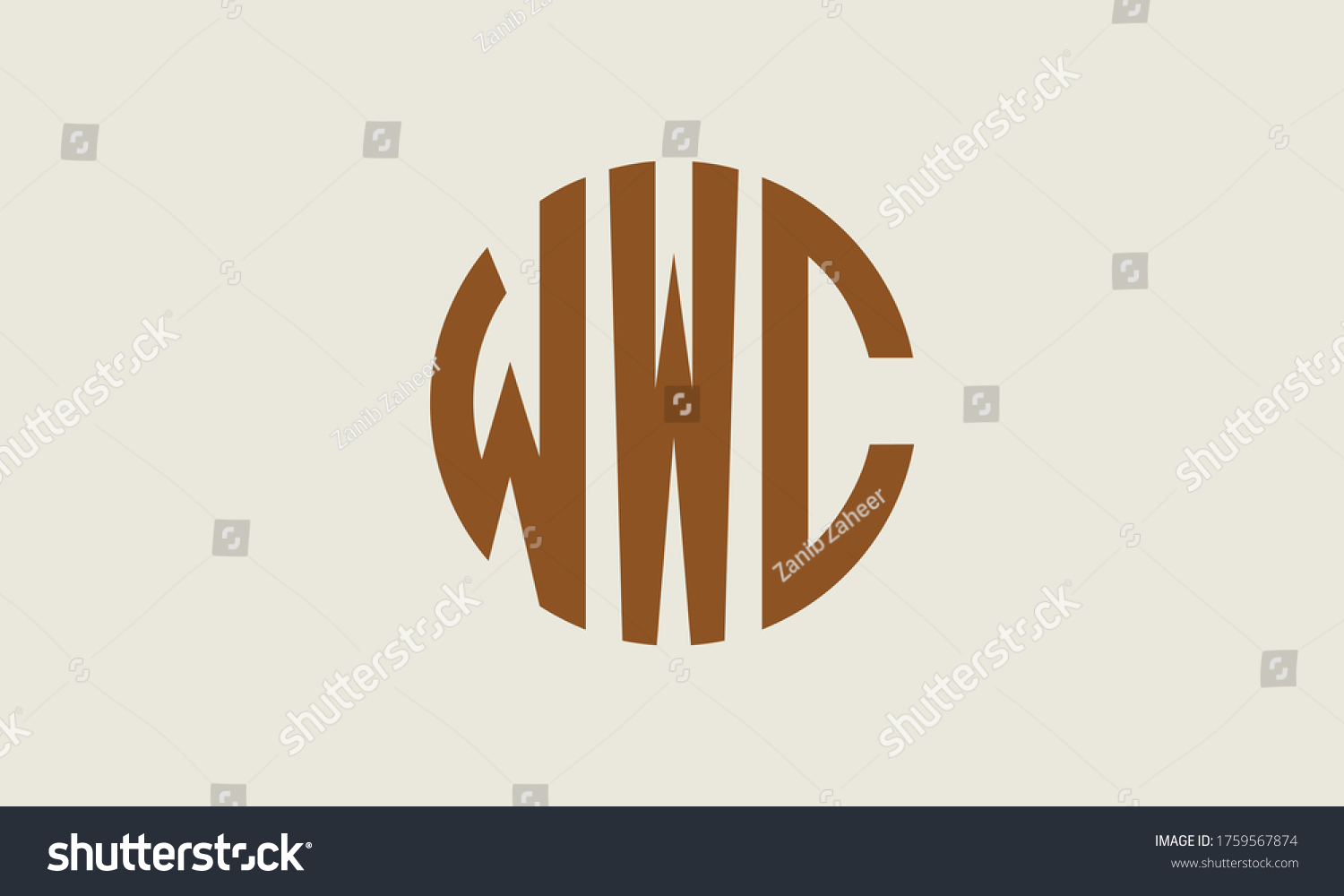 Wwc Circle Emblem Abstract Monogram Letter Stock Vector (Royalty Free ...