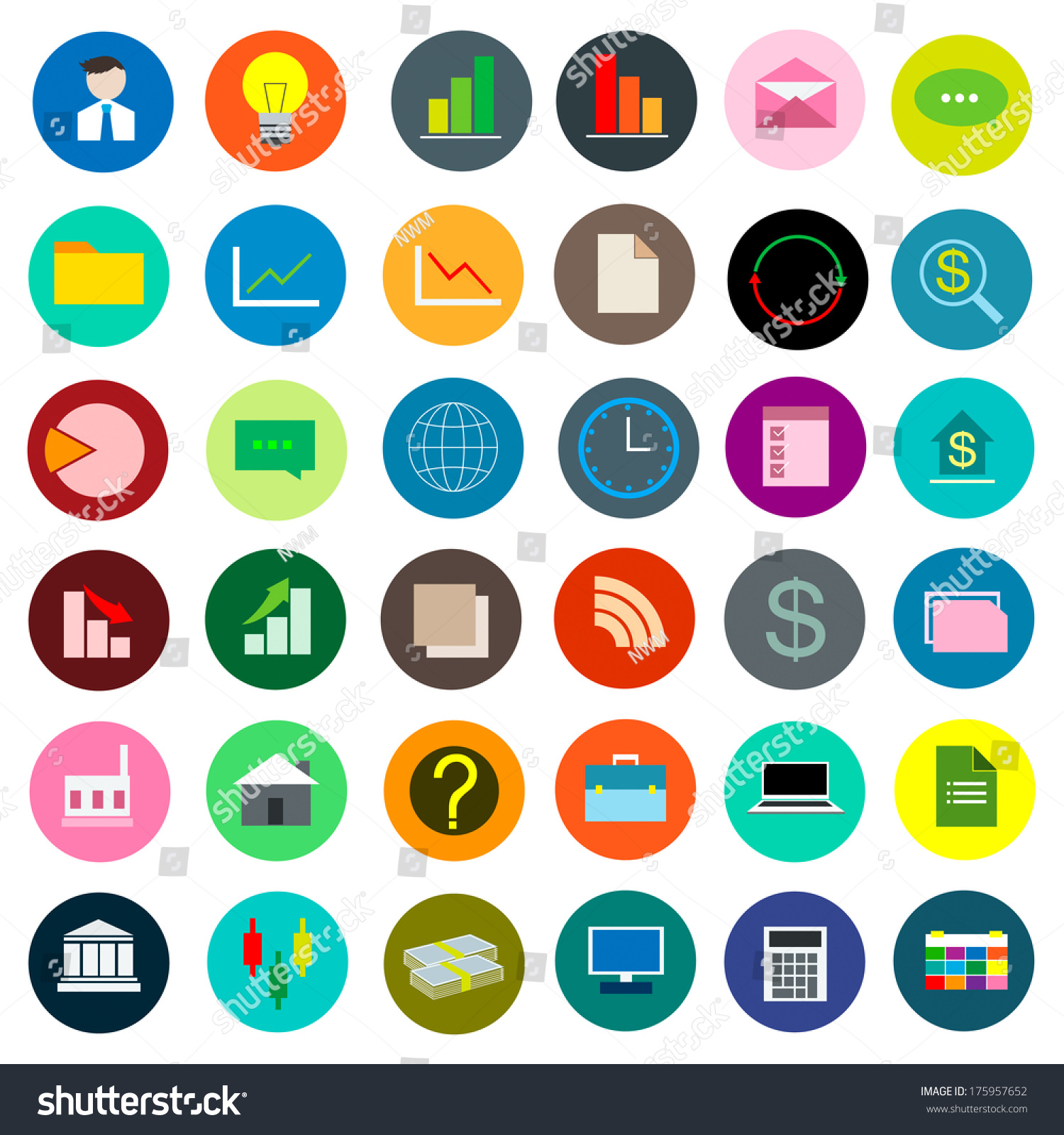 Color Icon Set Business Vector Illustration Stock Vector (Royalty Free ...