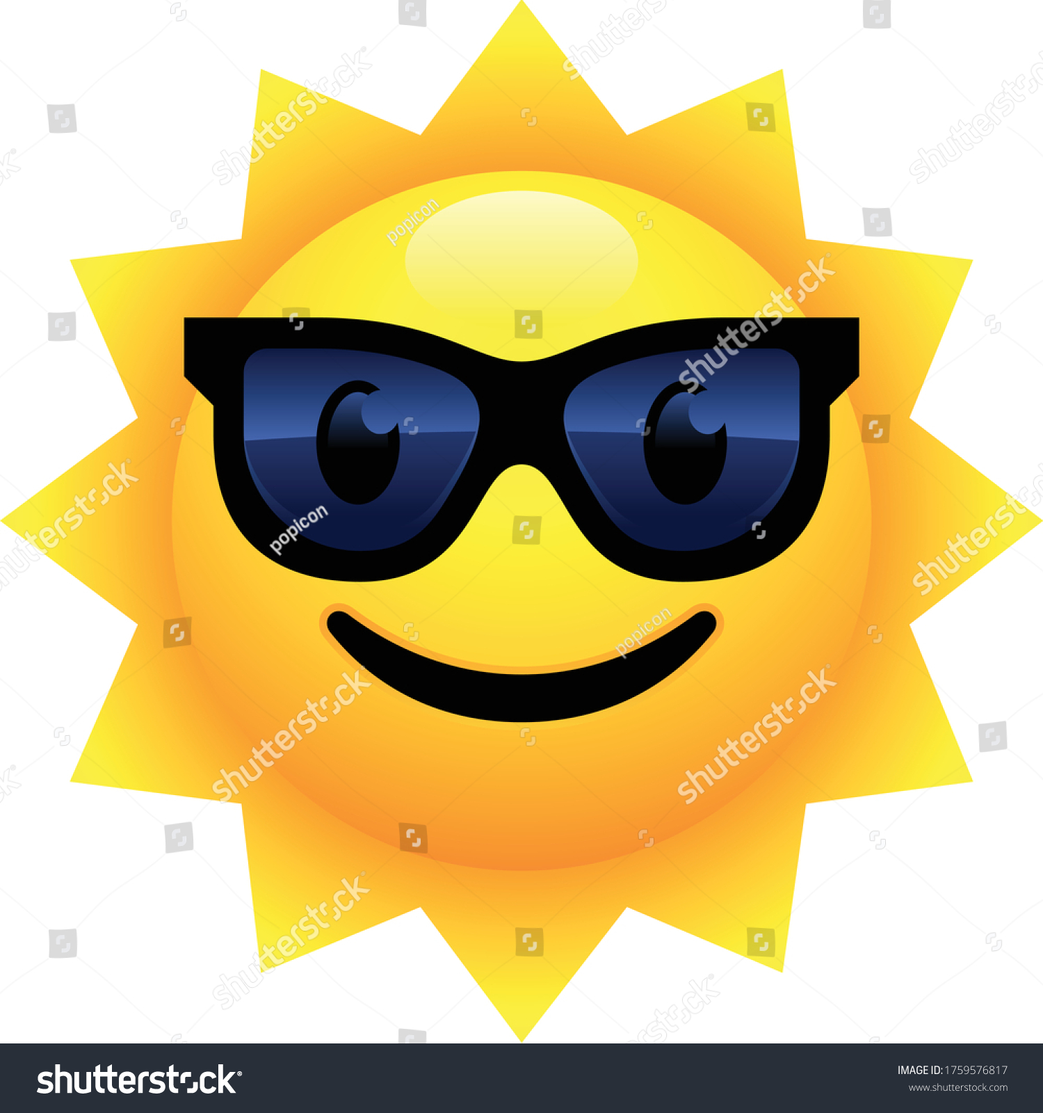 Smiling Sun Face Sunglasses Emoji Stock Vector (Royalty Free ...