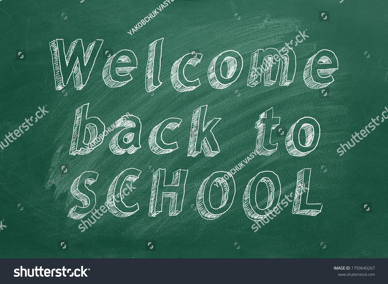 Welcome Back School Illustration On Greenboard Stock Illustration ...