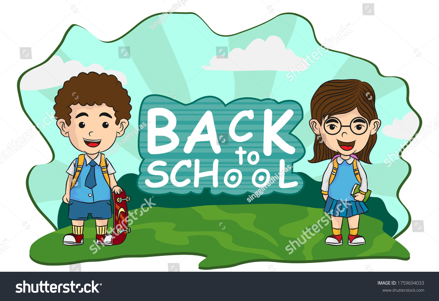 Back School Two School Kid Boy Stock Vector (Royalty Free) 1759694033 ...