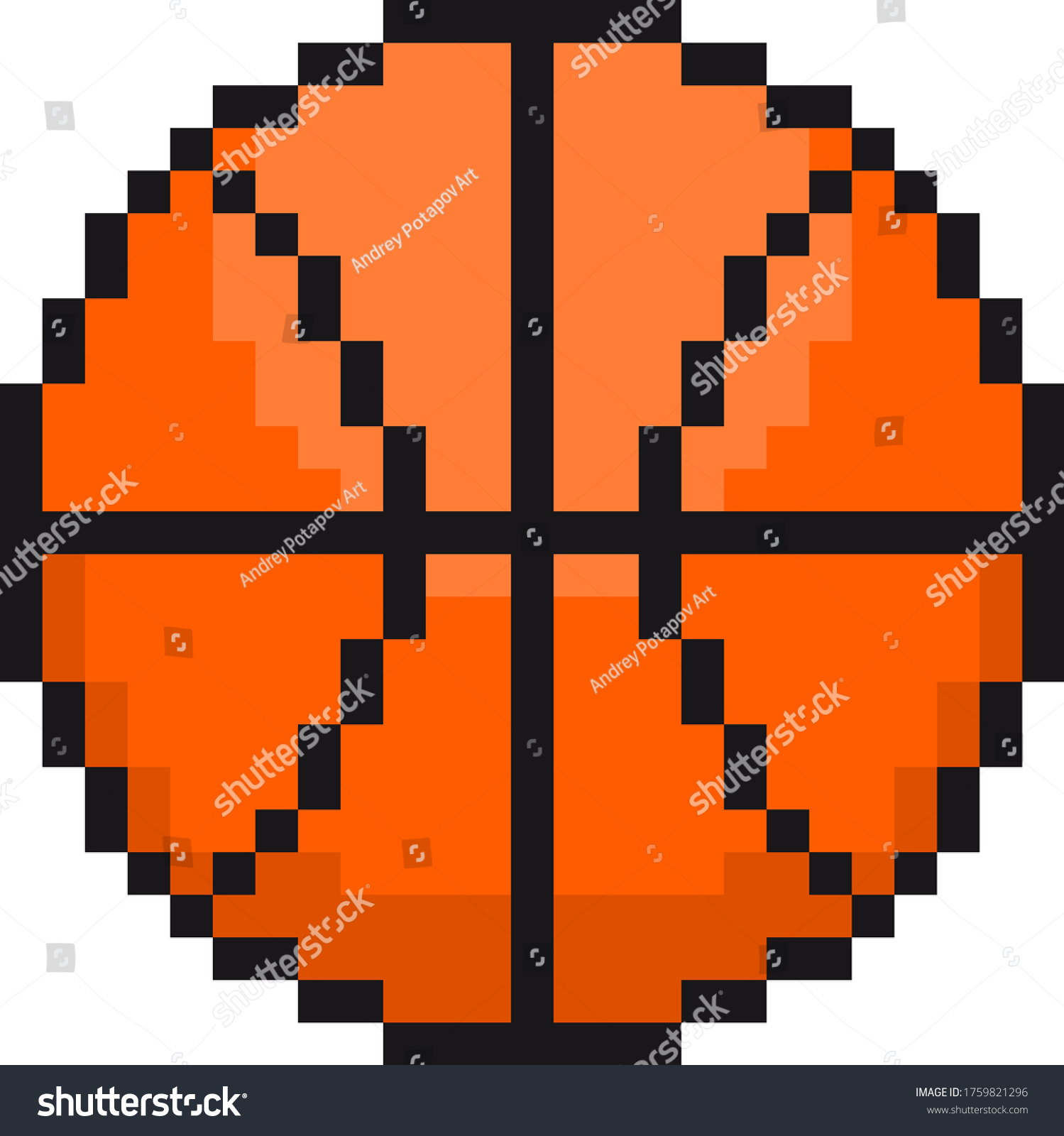 Sports Basketball Ball Pixel Art Icon Stock Vector (Royalty Free