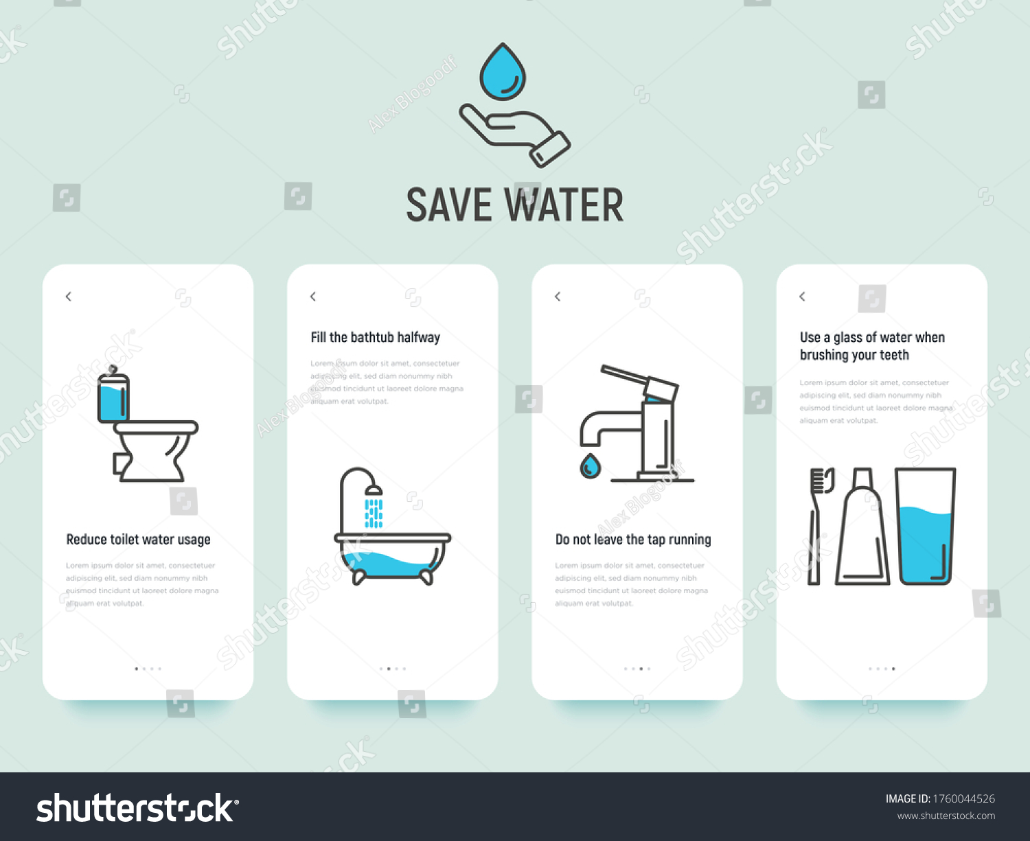 save-water-concept-reduce-toilet-water-stock-vector-royalty-free