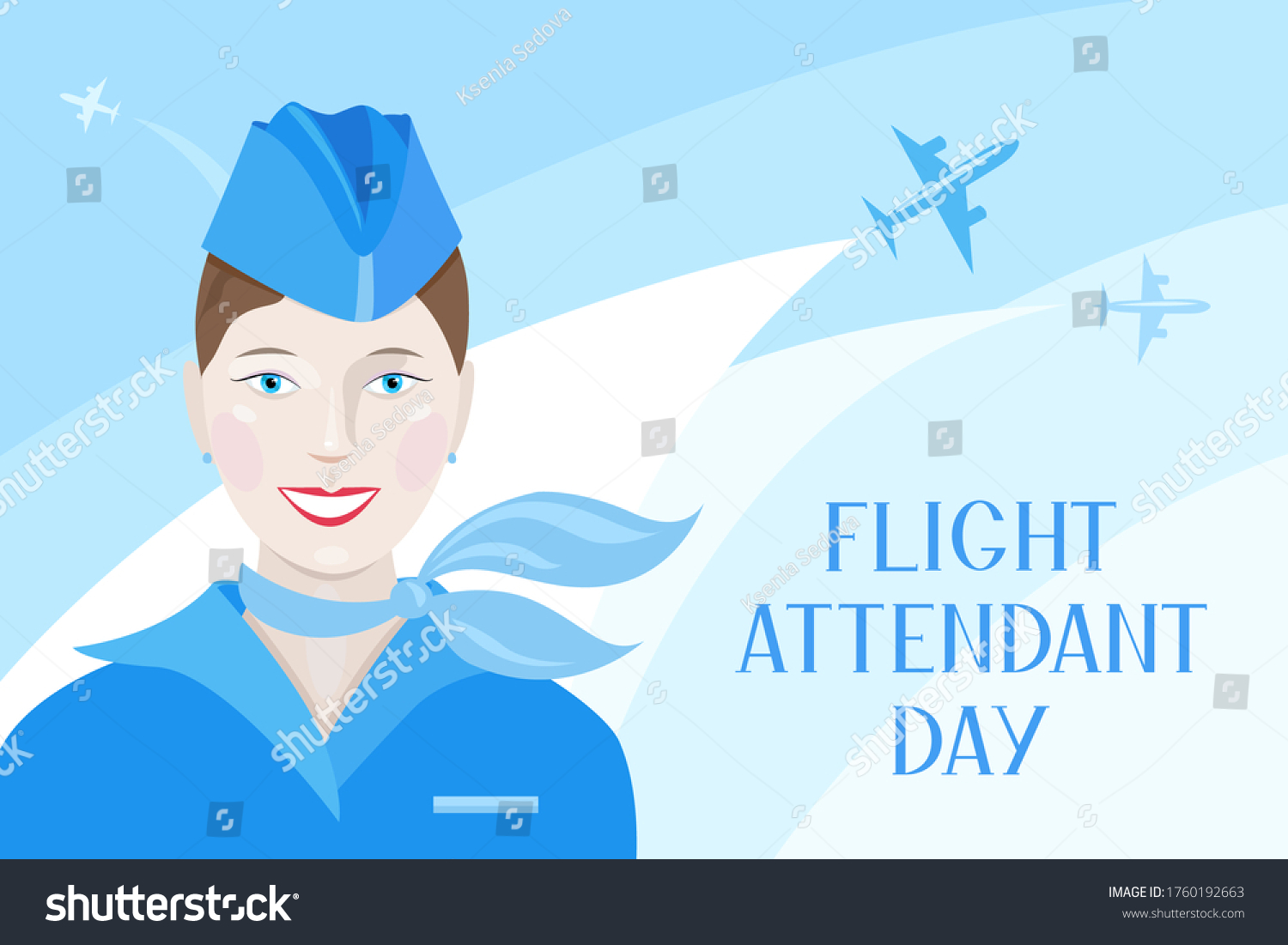 Flight Attendant Day Greeting Card 12 Stock Illustration 1760192663