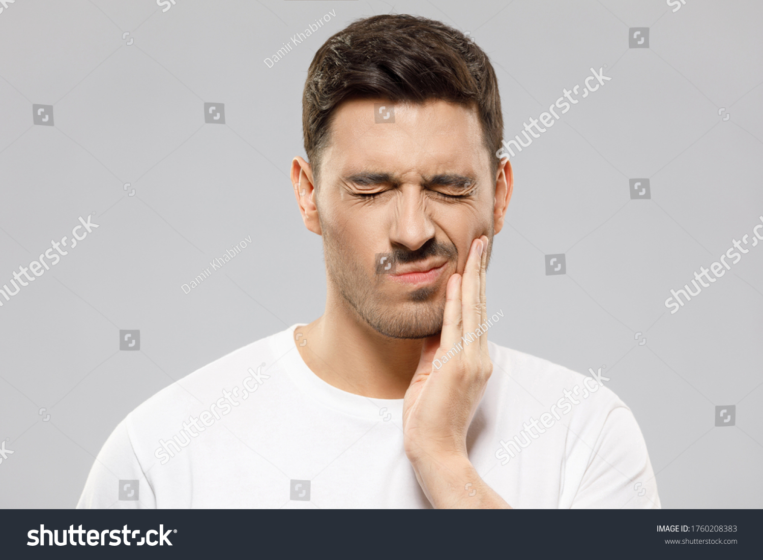 Young Man White Tshirt Suffering Severe Stock Photo 1760208383 ...